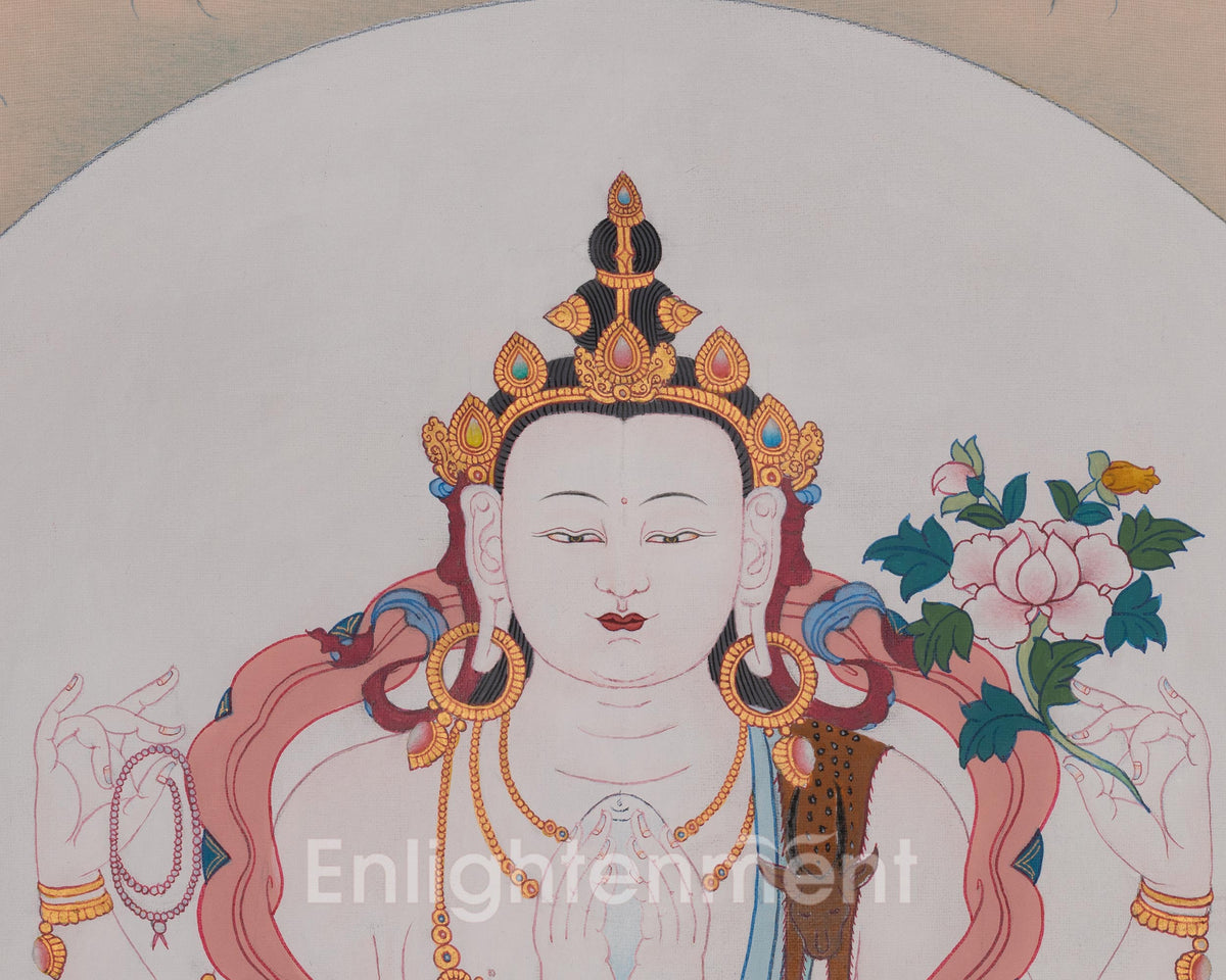 Authentic Chenrezig Thangka | Compassion Buddha Sacred Artwork