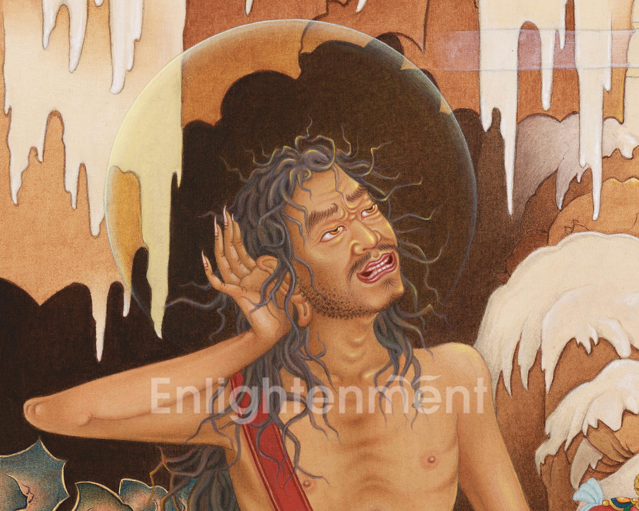 Authentic Jetsun Milarepa Painting | Realistic Tibetan Artwork of the Renowned Yogi