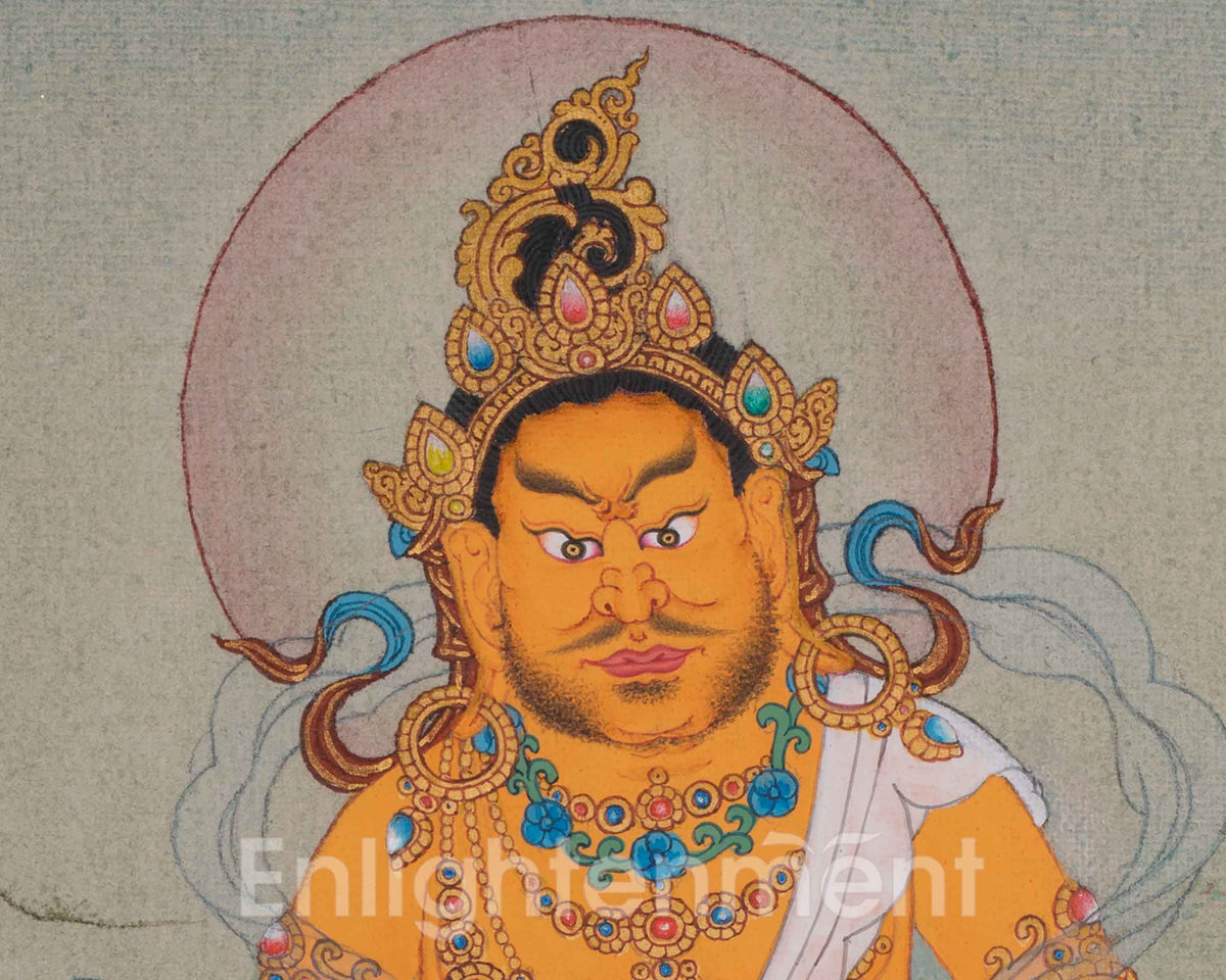 Sacred Dzambhala Thangka Painting | Buddhist Deity of Wealth and Prosperity