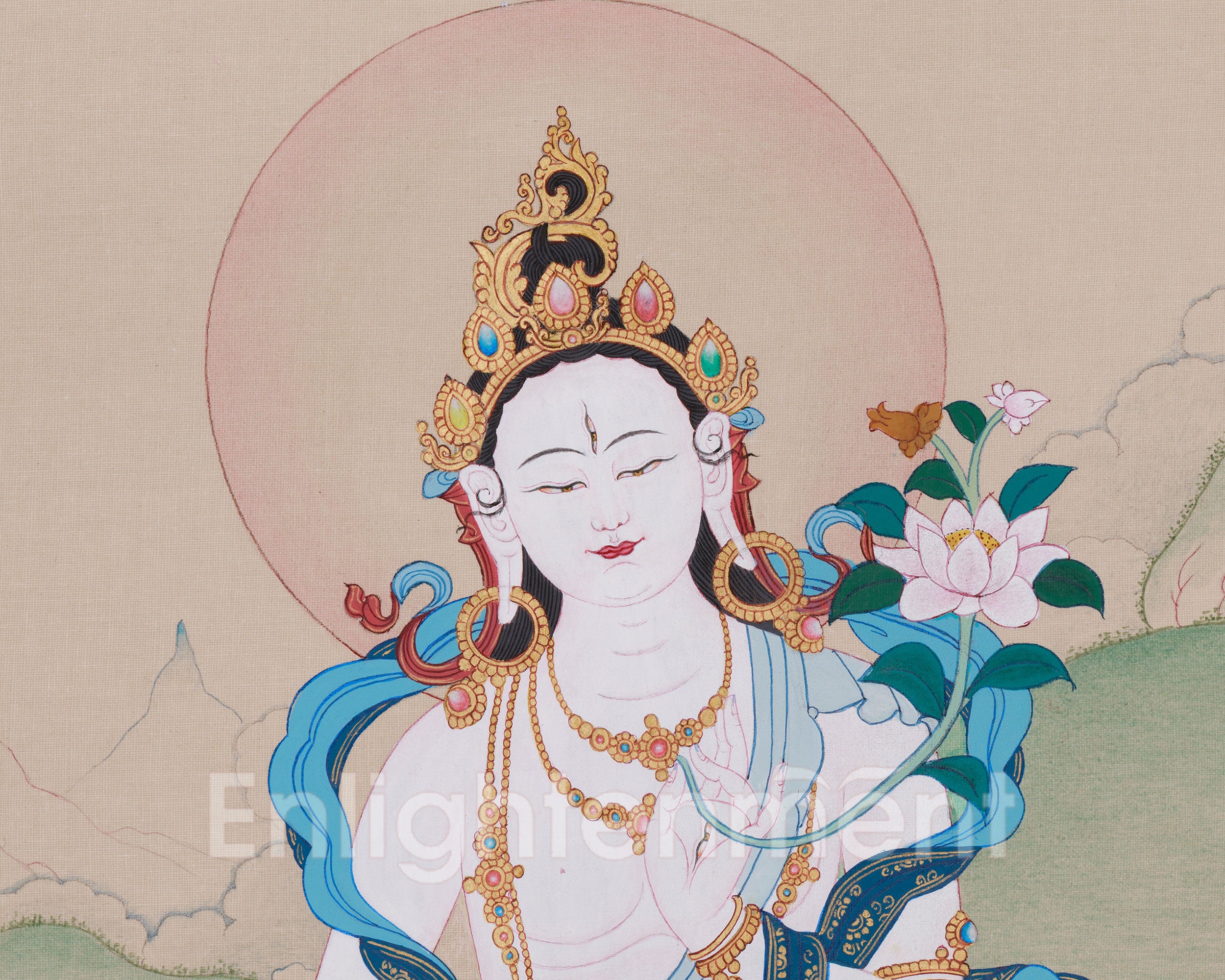 Female Deity White Tara Thangka | For Healing and Protection