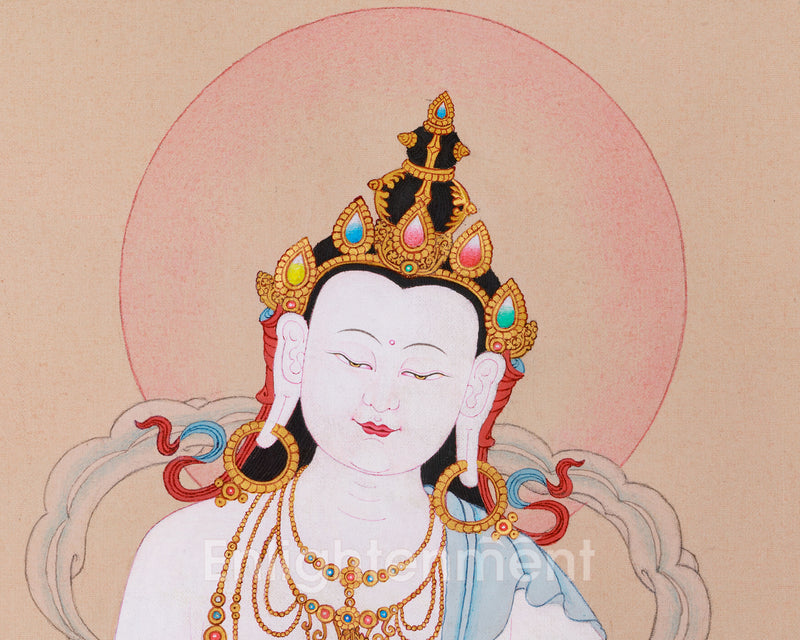 Tibetan Dorje Sempa, Vajrasattva Thangka | Minimalist Hand-Painted Artwork