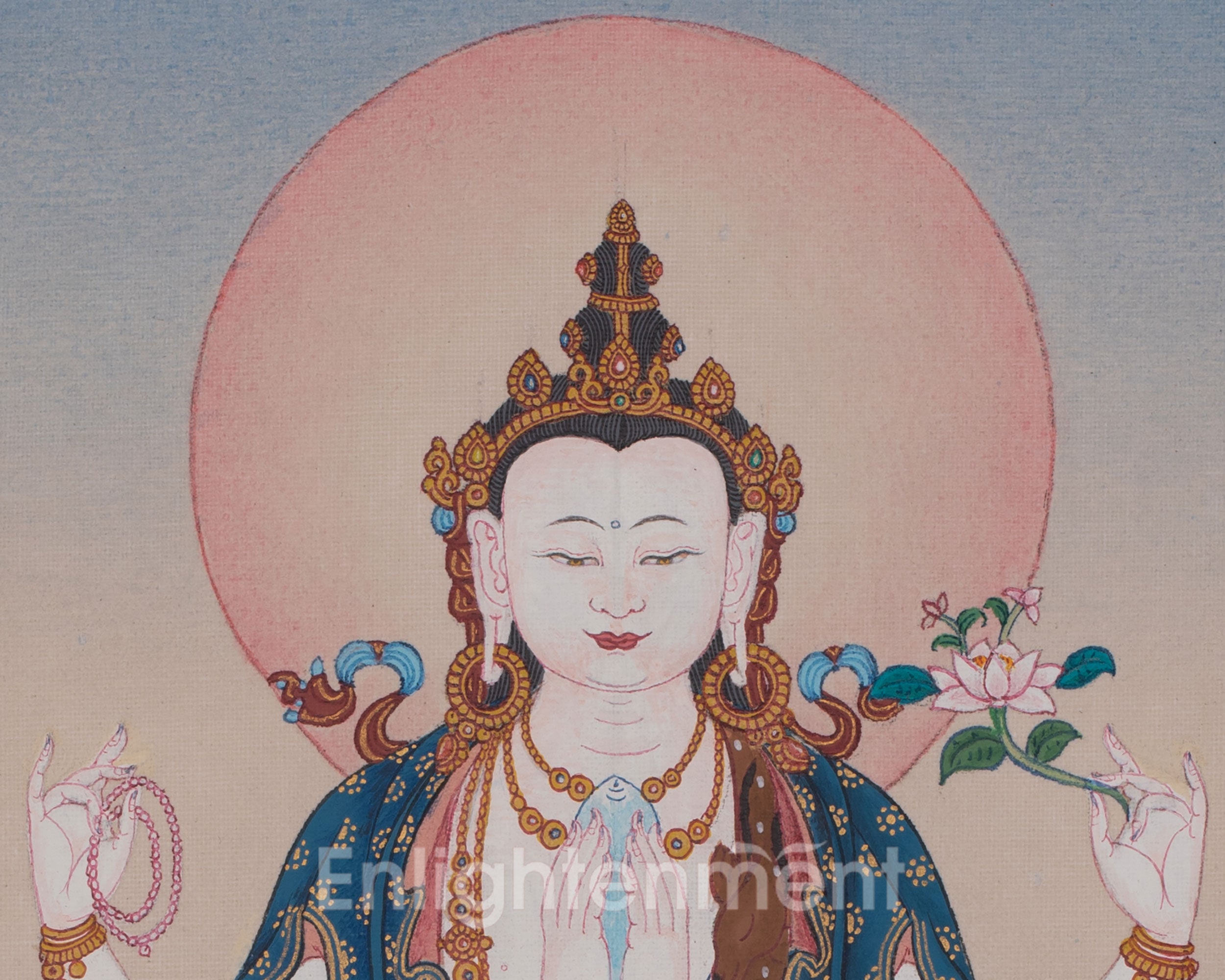Bodhisattva Chenrezig Artwork | Tibetan Compassion Thangka | Embodiment of Universal Love