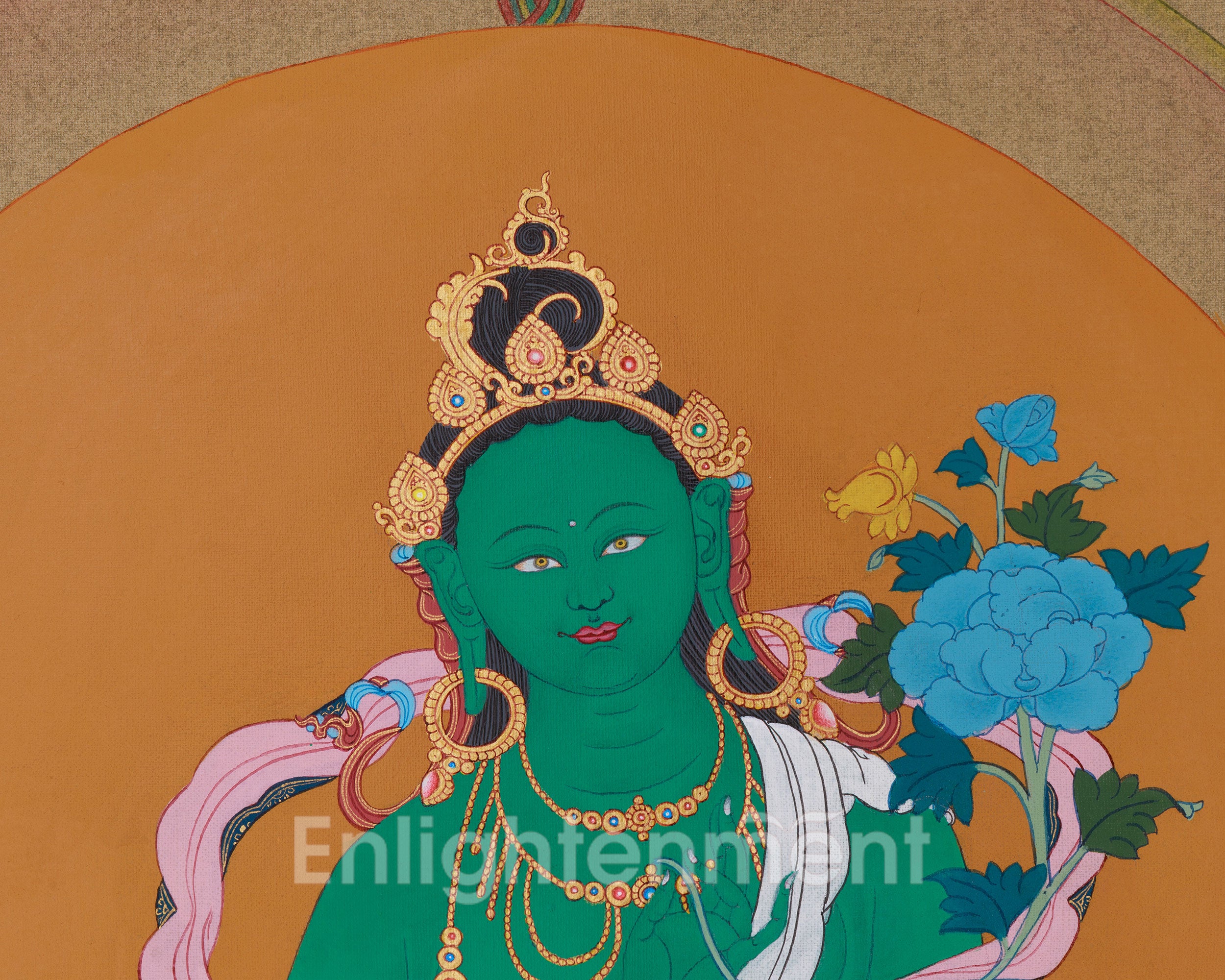 The Green Tara Goddess Painting | Divine Feminine Altar Decor
