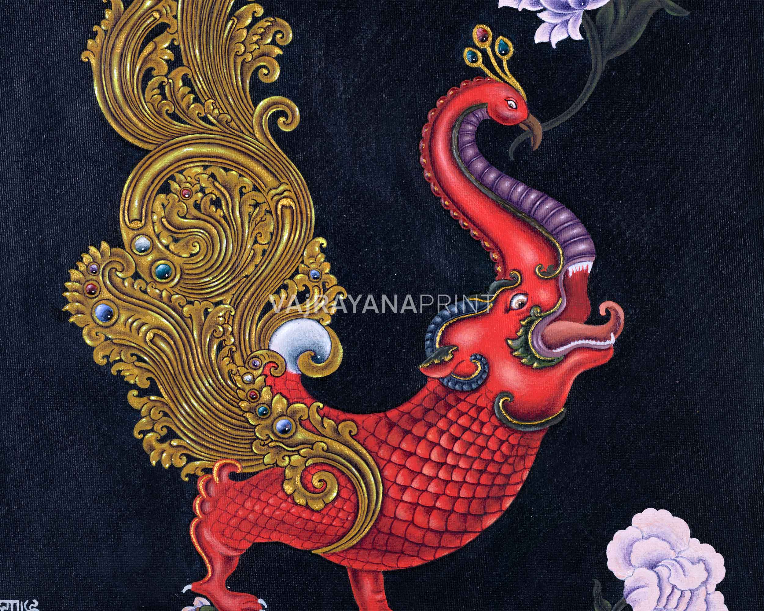 Red Hiti Manga Art Print | Rich Cultural Heritage of Nepal Portrayed In Paubha Painting Print