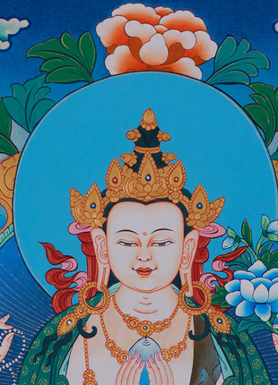 Hand Painted Chenrezig Thangka | Avalokiteshvara Thangka Art