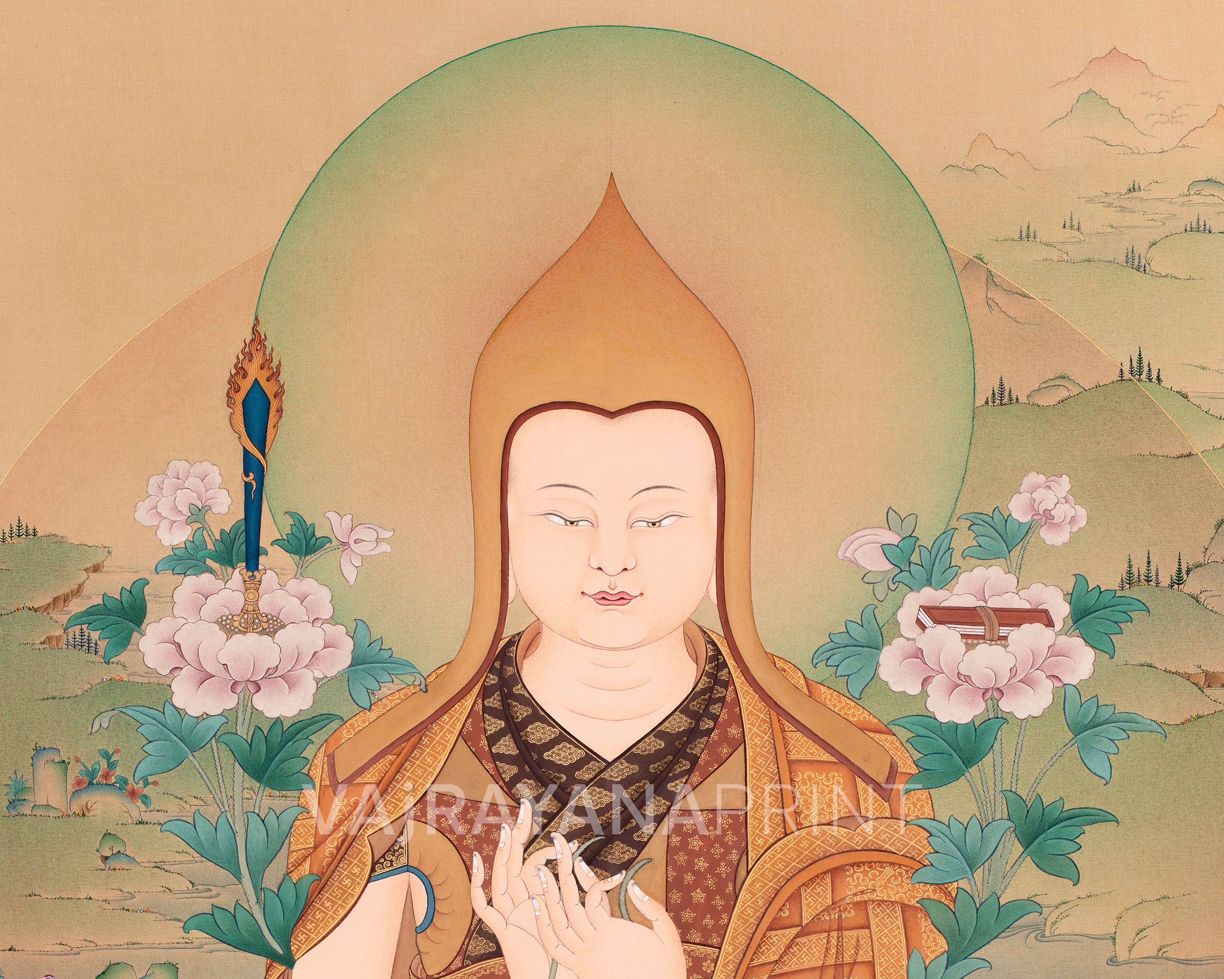 Je Tsongkhapa Tibetan Thangka Painting | High Quality Canvas Print