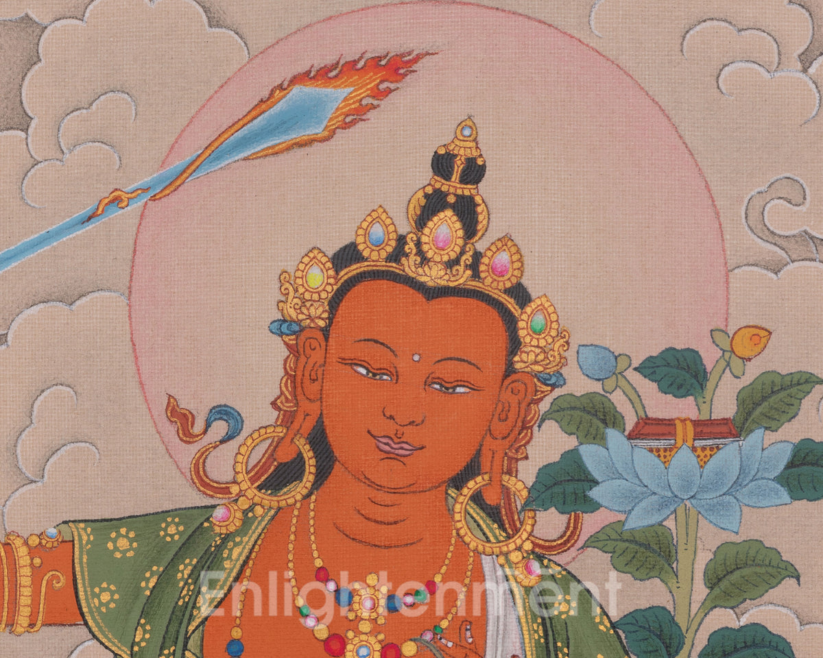 Tibetan Manjushri Art | Sword Of Wisdom | Represents Spiritual Understanding and Awakening
