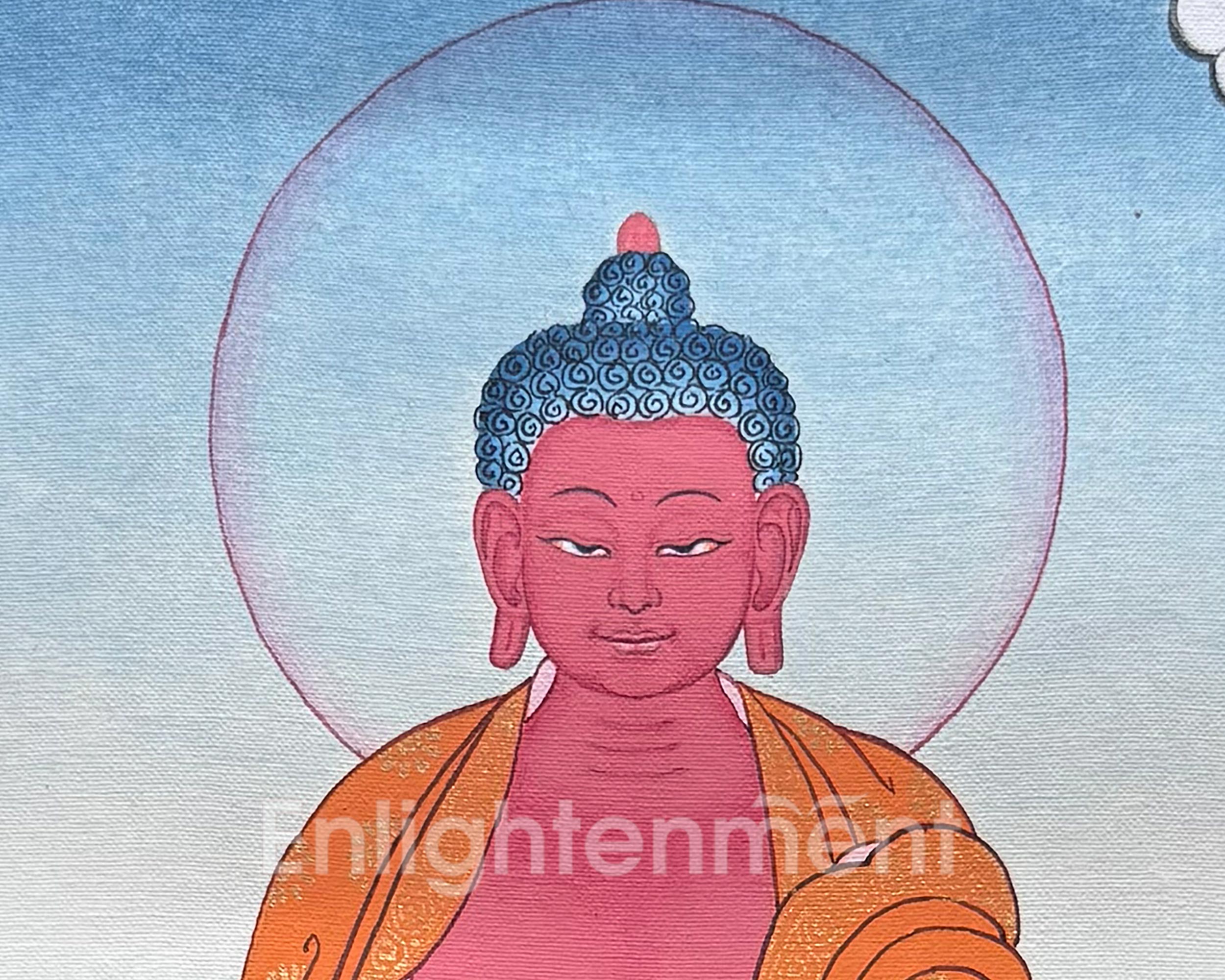 Tibetan Amitabha Buddha Thangka with Brocade | Buddha of Infinite Light