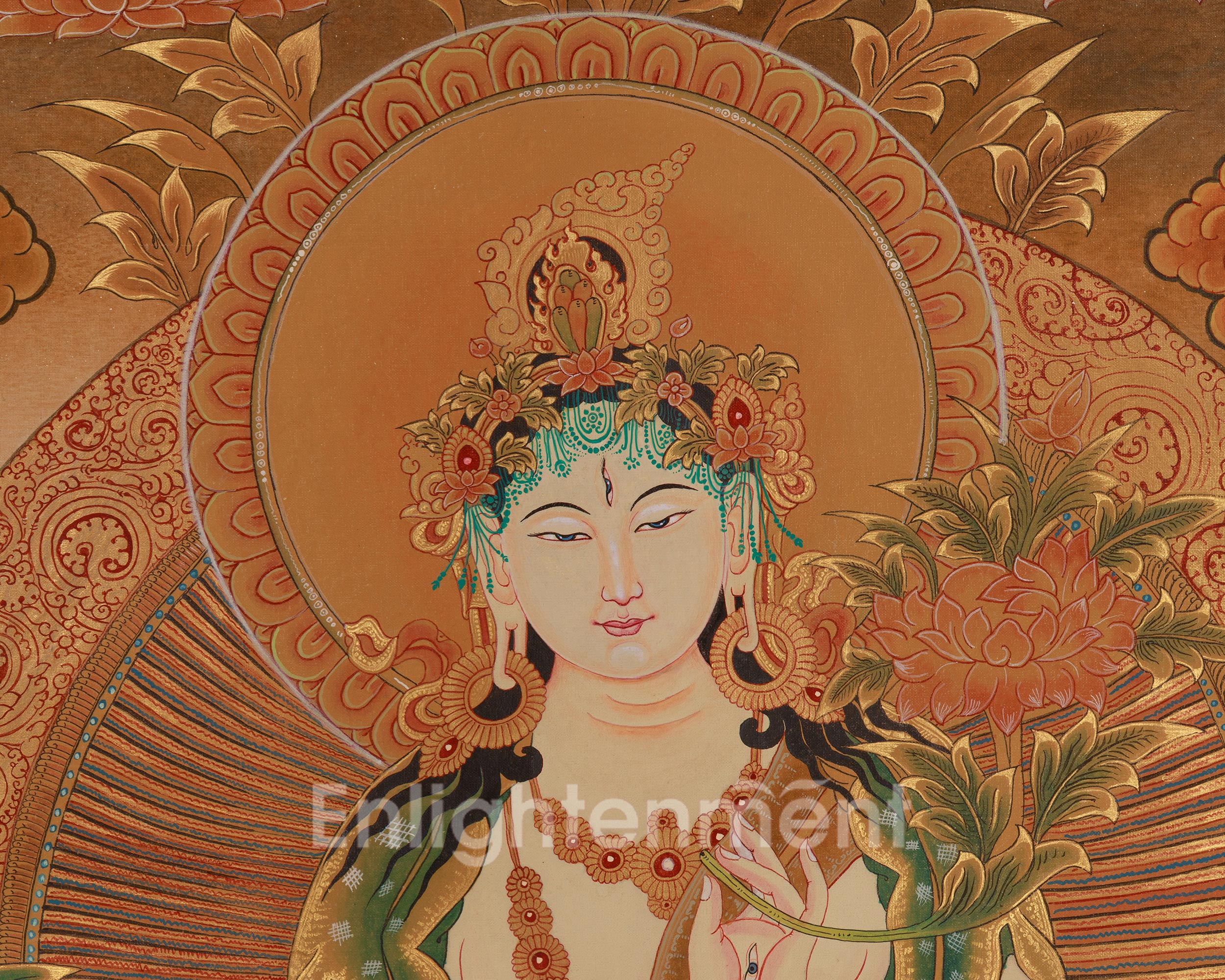 Female Buddha White Tara Thangka | Longevity Deity
