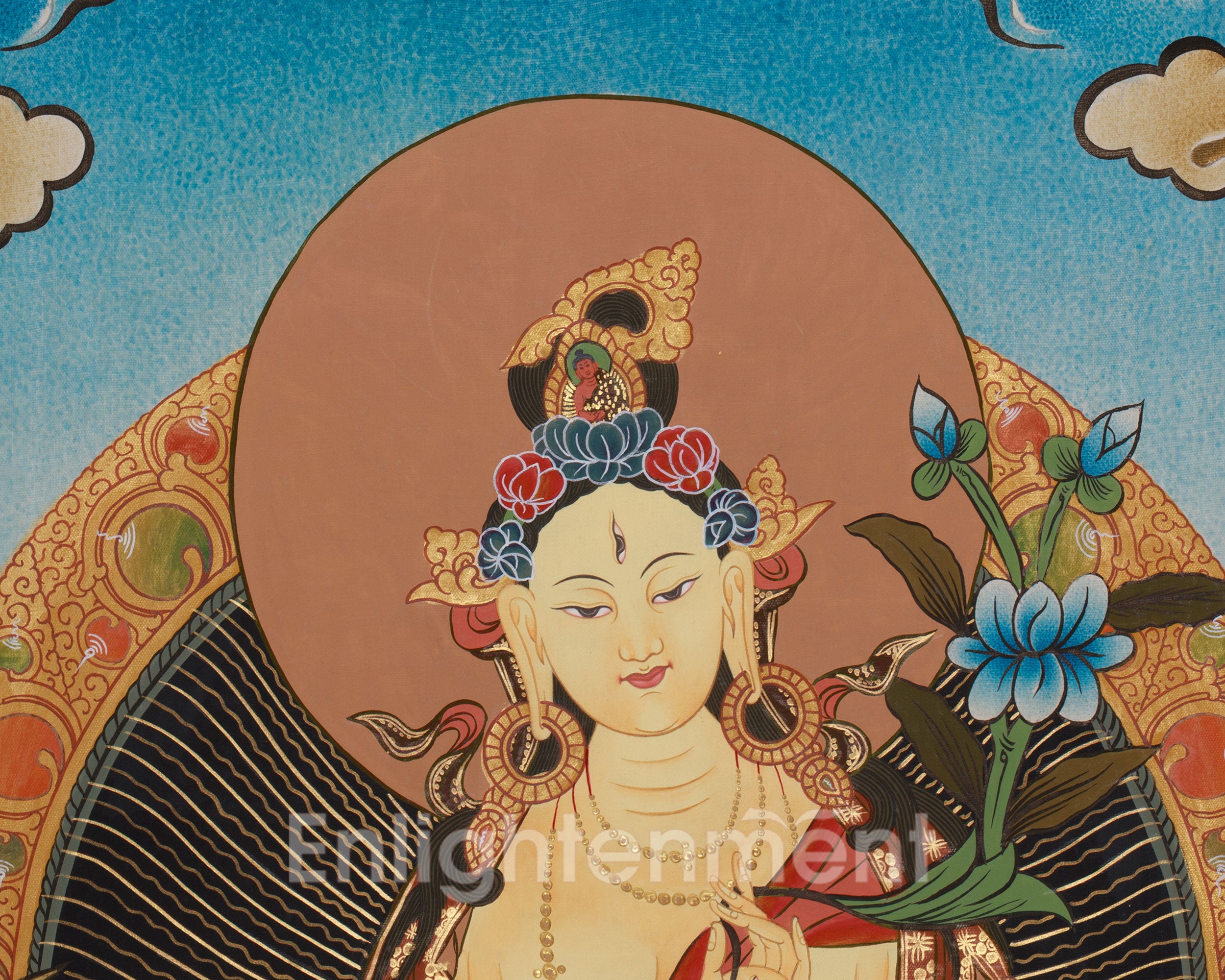 Buddhist Goddess Tara White Thangka | Divine Feminine