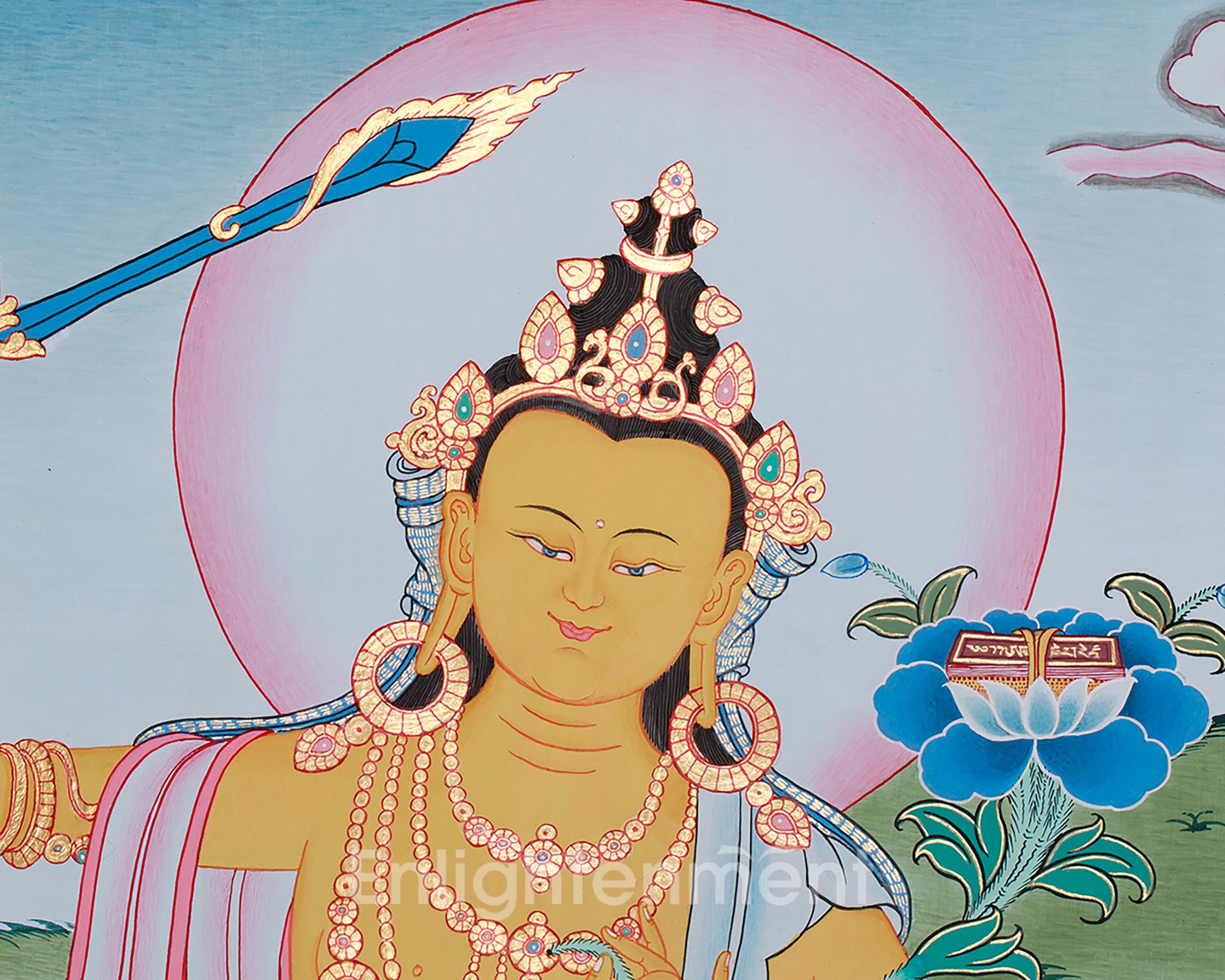 Peaceful Manjushri Thangka | Deity of Knowledge and Insight | Awakened Intelligence