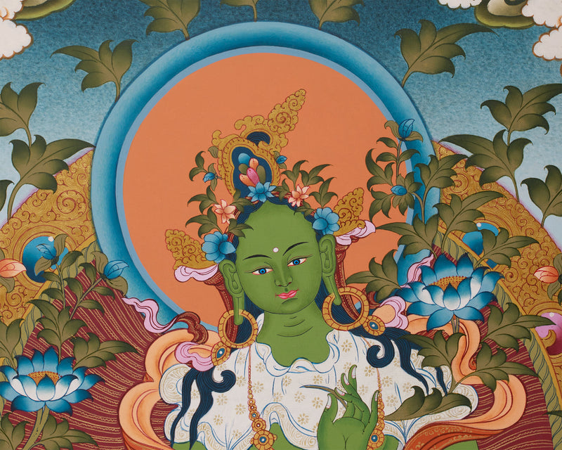 Religious Green Tara Thangka Painting | Mother of Liberation and Compassion