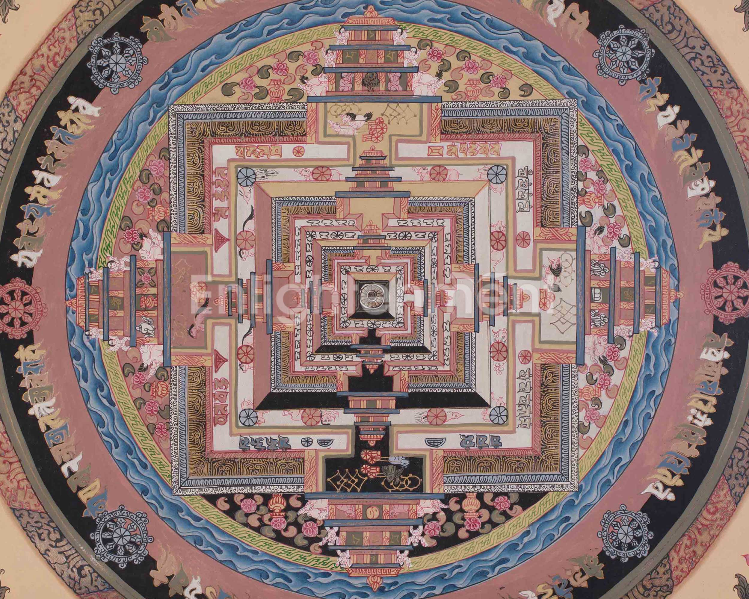 Tibetan Kalachakra Mandala Artwork | Symbol Of Time, Enlightenment, and Cosmic Balance | Meditation Altar
