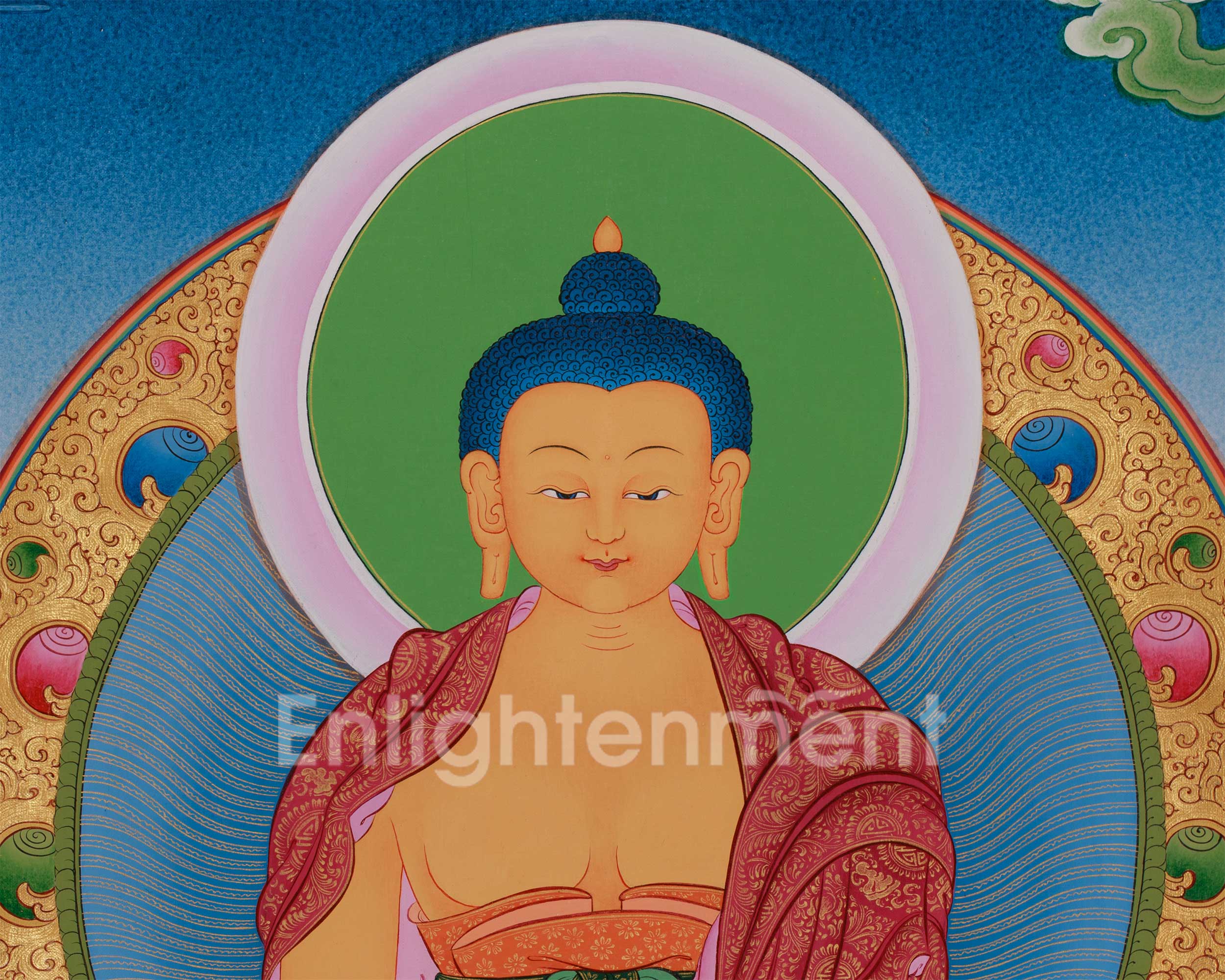 Traditional Buddha Thangka | Shakyamuni in Vajra Posture with Disciples