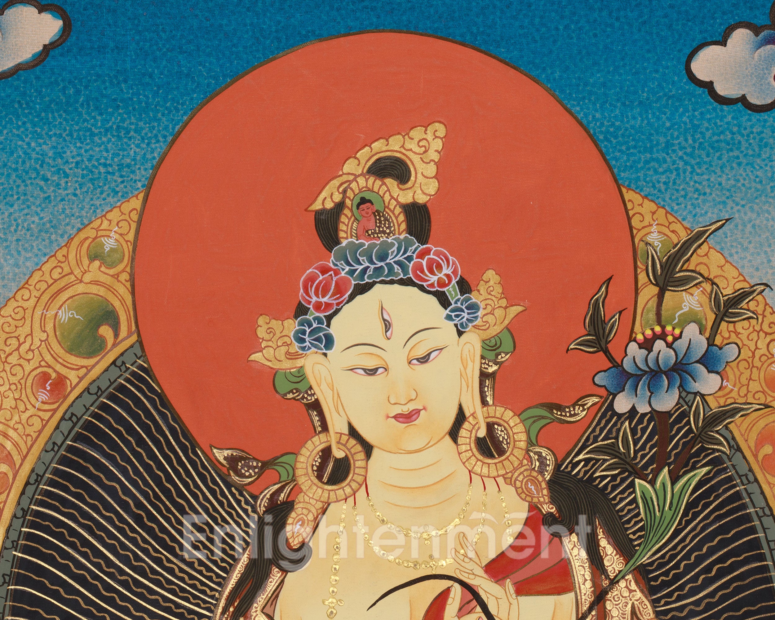 Buddhist Goddess Tara White Thangka | Divine Feminine