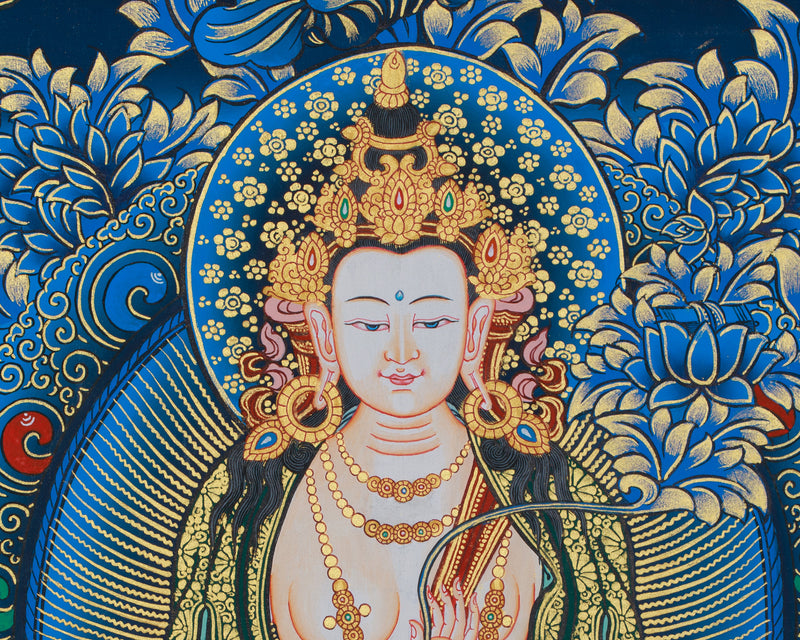 Jnanasattva Manjushri Thangka | A Sacred Tibetan Art of Wisdom & Enlightenment