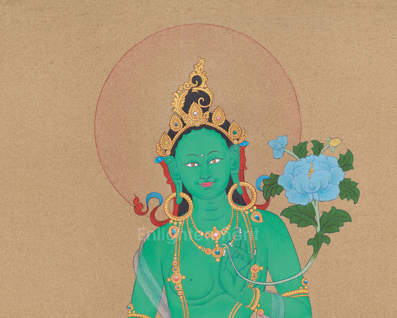 Sgrol-ljang (Green Tara) Thangka - Tibetan Goddess of Wisdom