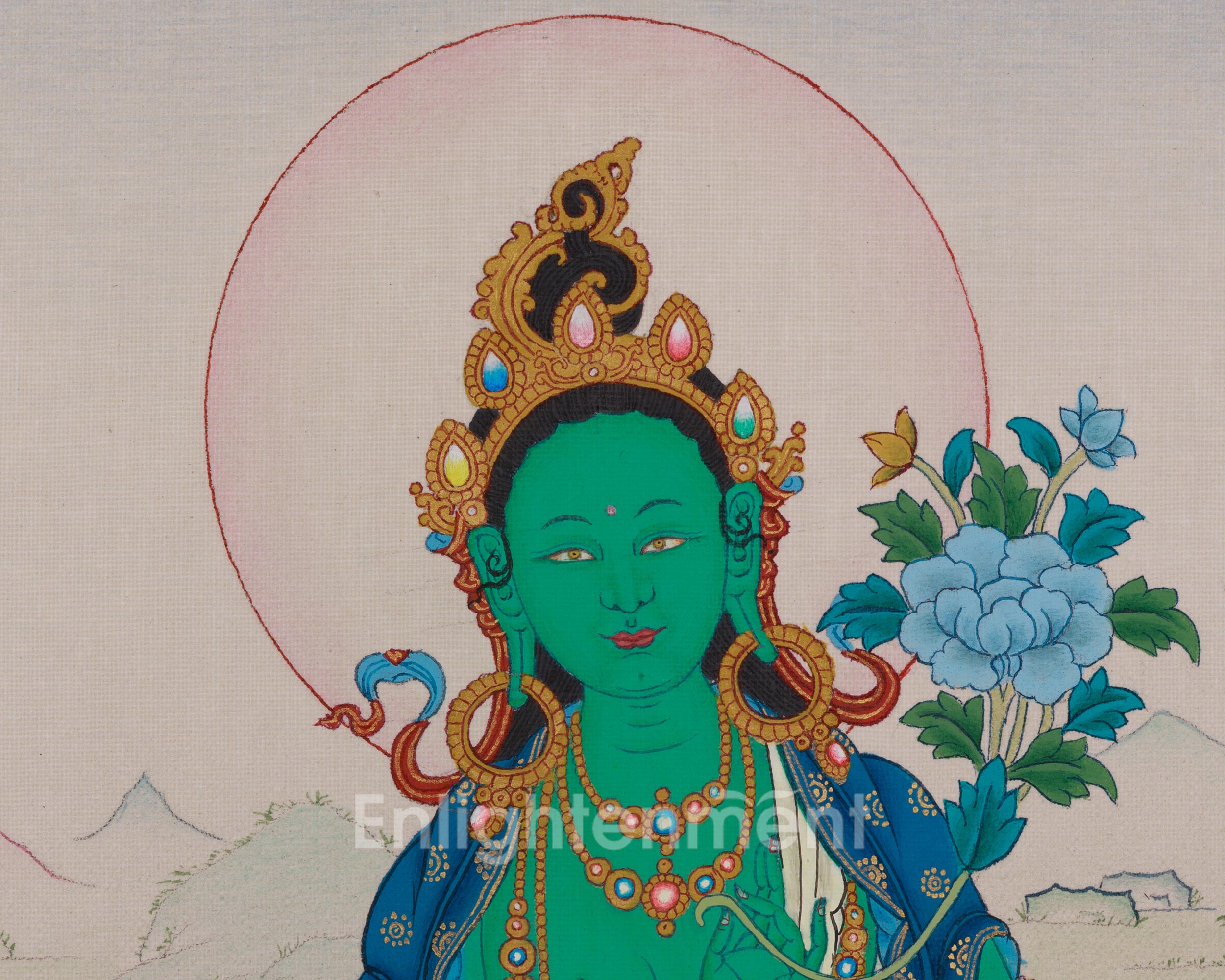 Mother of Liberation Green Tara Thangka | Himalayan Sacred Buddhist Artwork