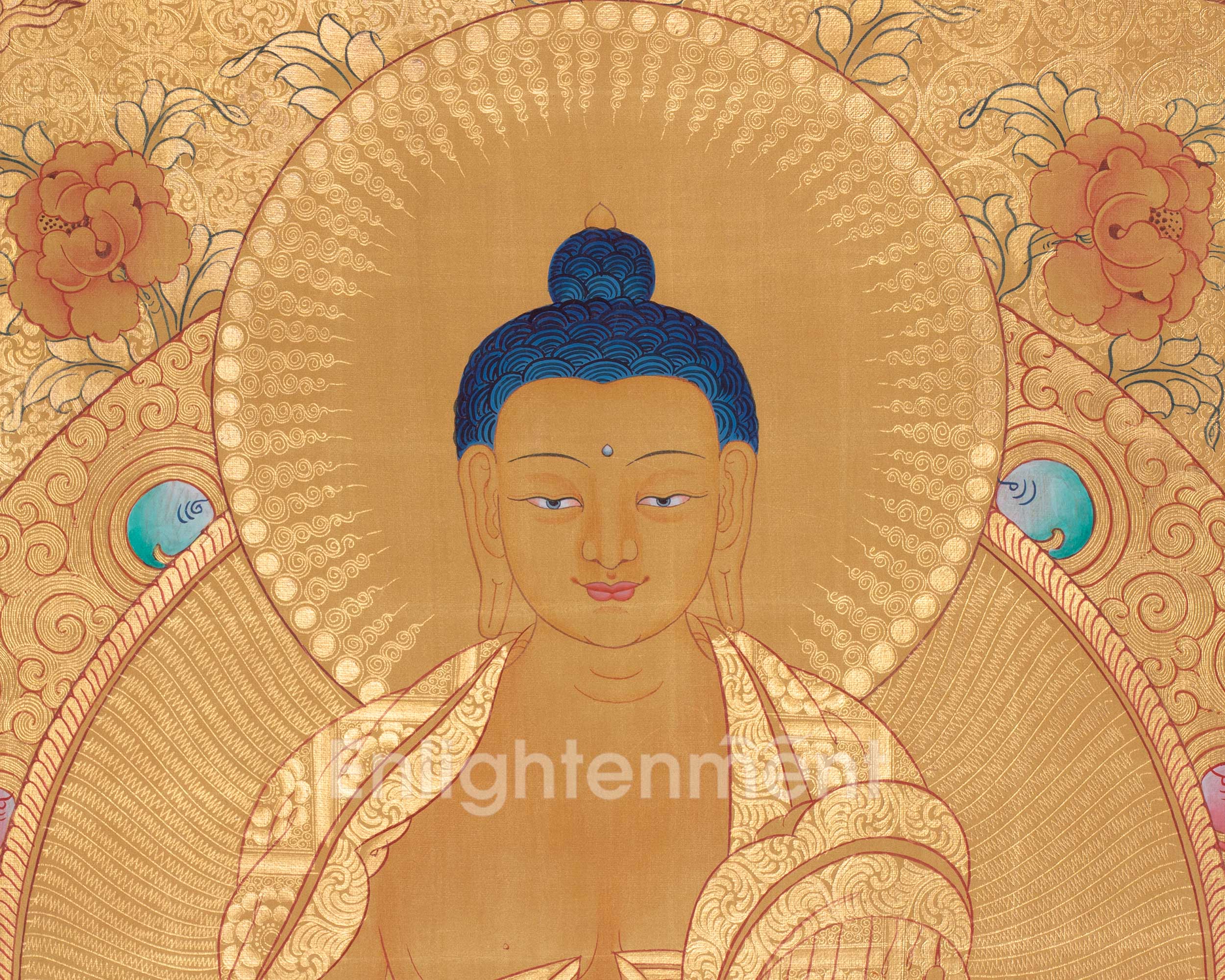 Gold Shakyamuni Buddha Thangka | Himalayan Art