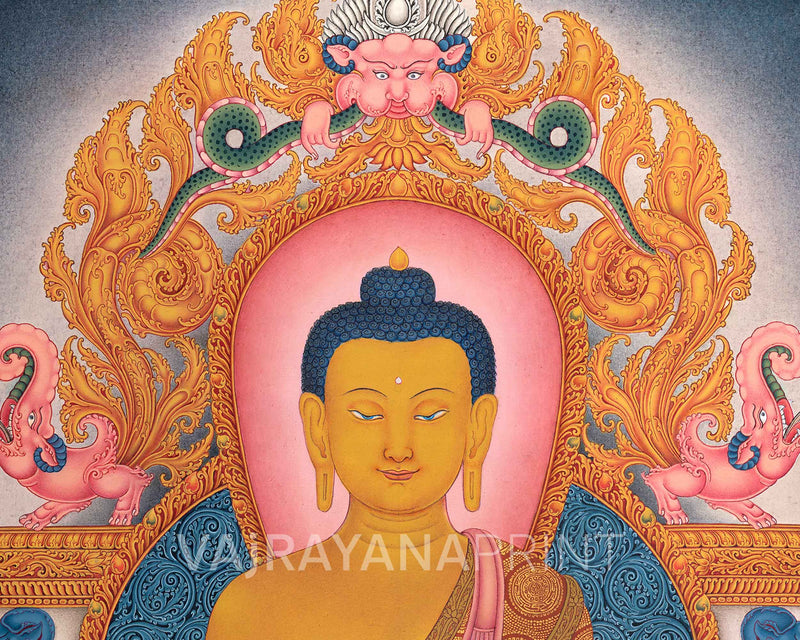 Traditional Buddha Shakyamuni Thangka Print for Enlightenment | Prints on Cotton Canvas
