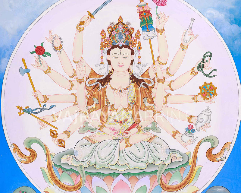 Traditional Cundi Canvas Print |  Cundi Bodhisattva Decor | Himalayan Art