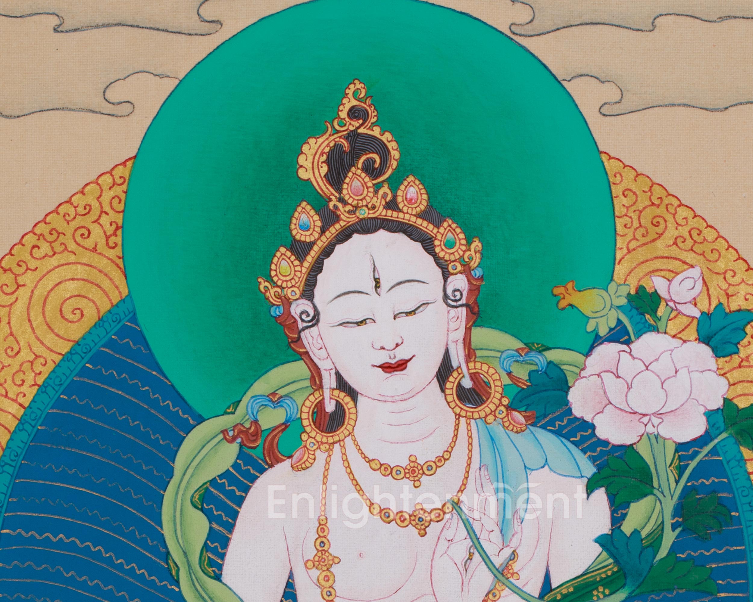 Buddhist White Tara Healing Thangka | A Sacred Thangka of Compassion