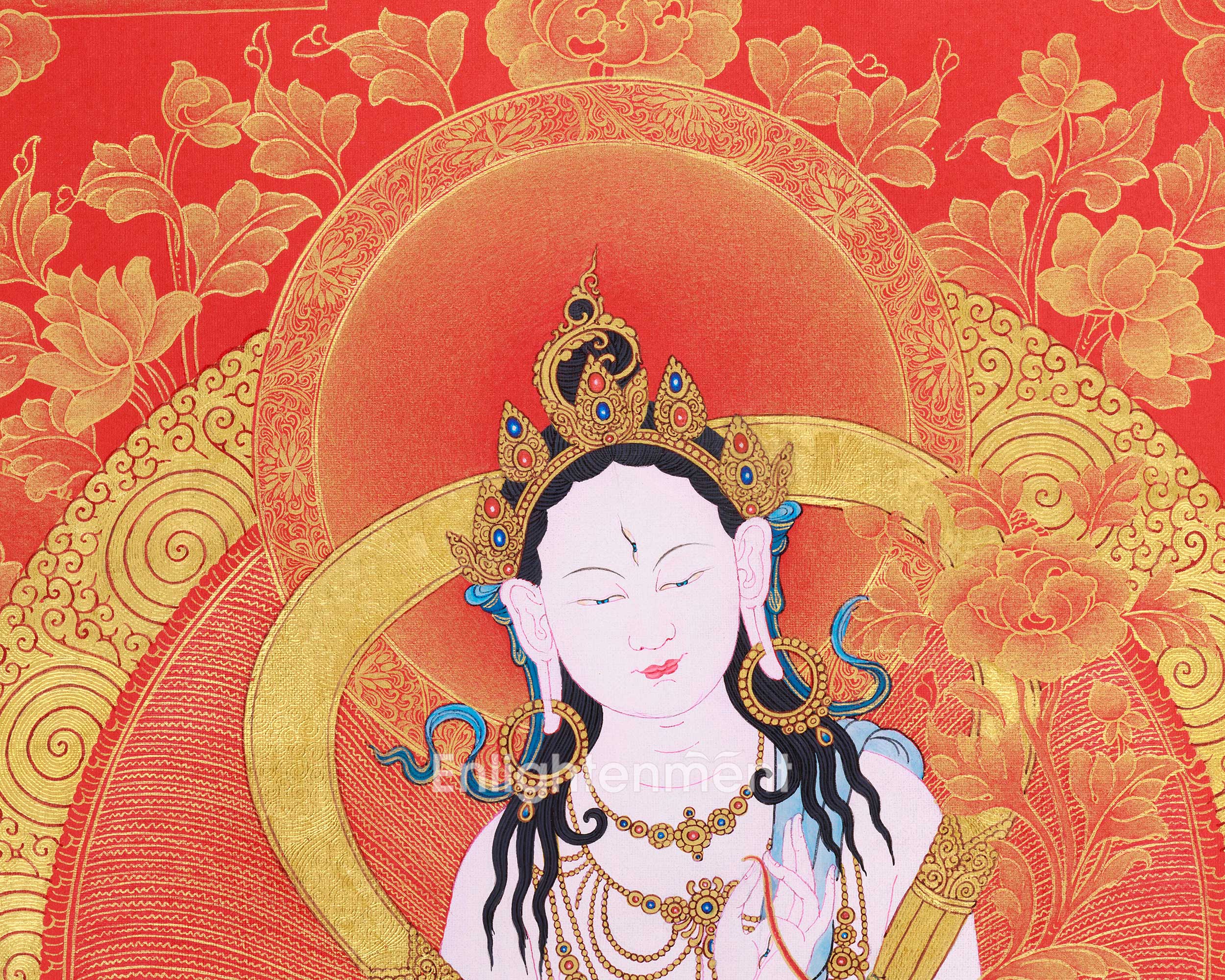 Gold Painted White Tara Thangka