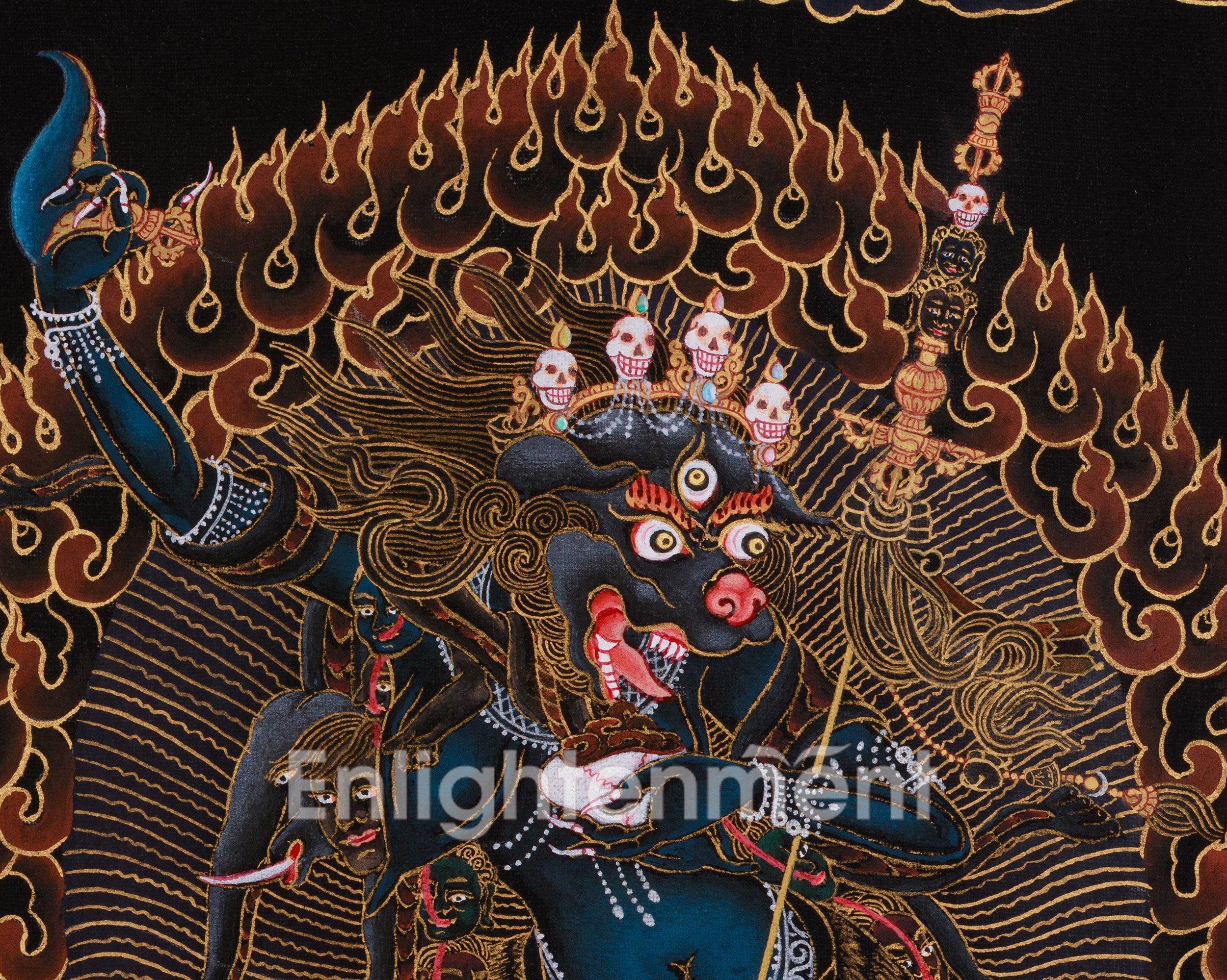 Dharma Protector Simhamukha Thangka | Wrathful Dakini | Nakthang Style