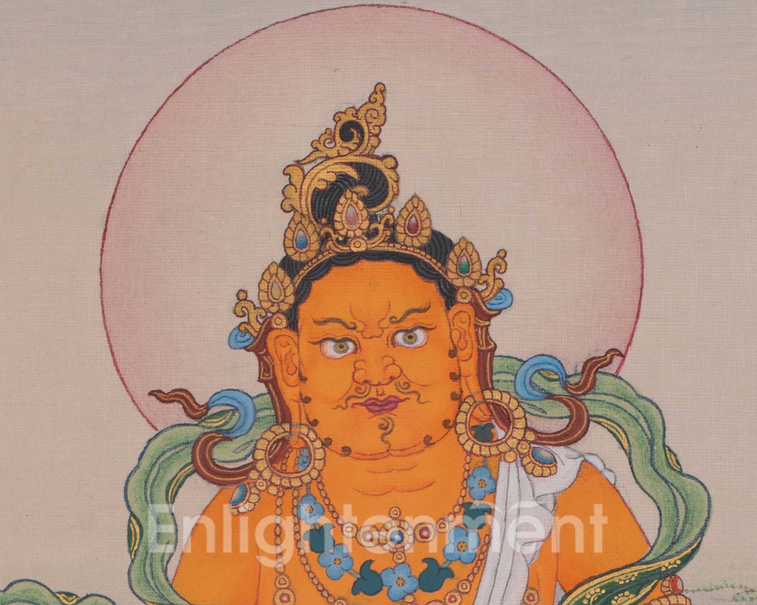 Dzambhala Spiritual Artwork | Tibetan Thangka of Wealth And Prosperity
