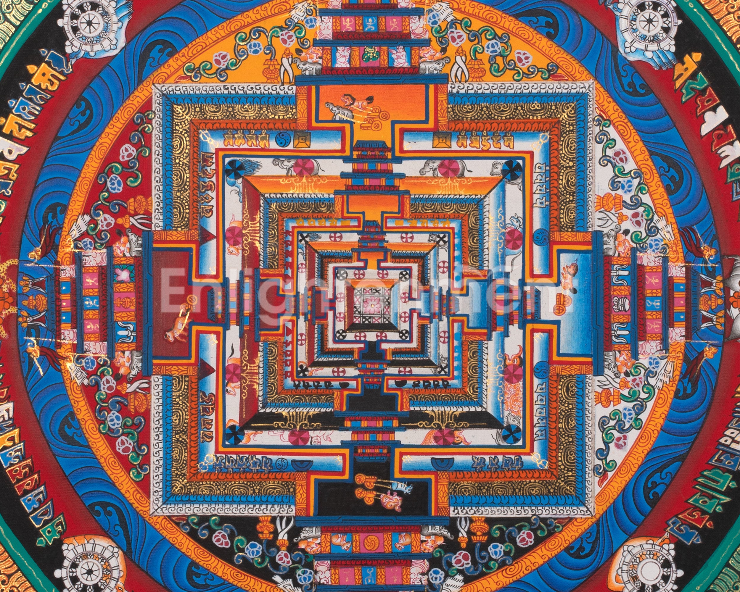 The Eight Spoked Wheel Mandala | Traditional Kalachakra Thangka