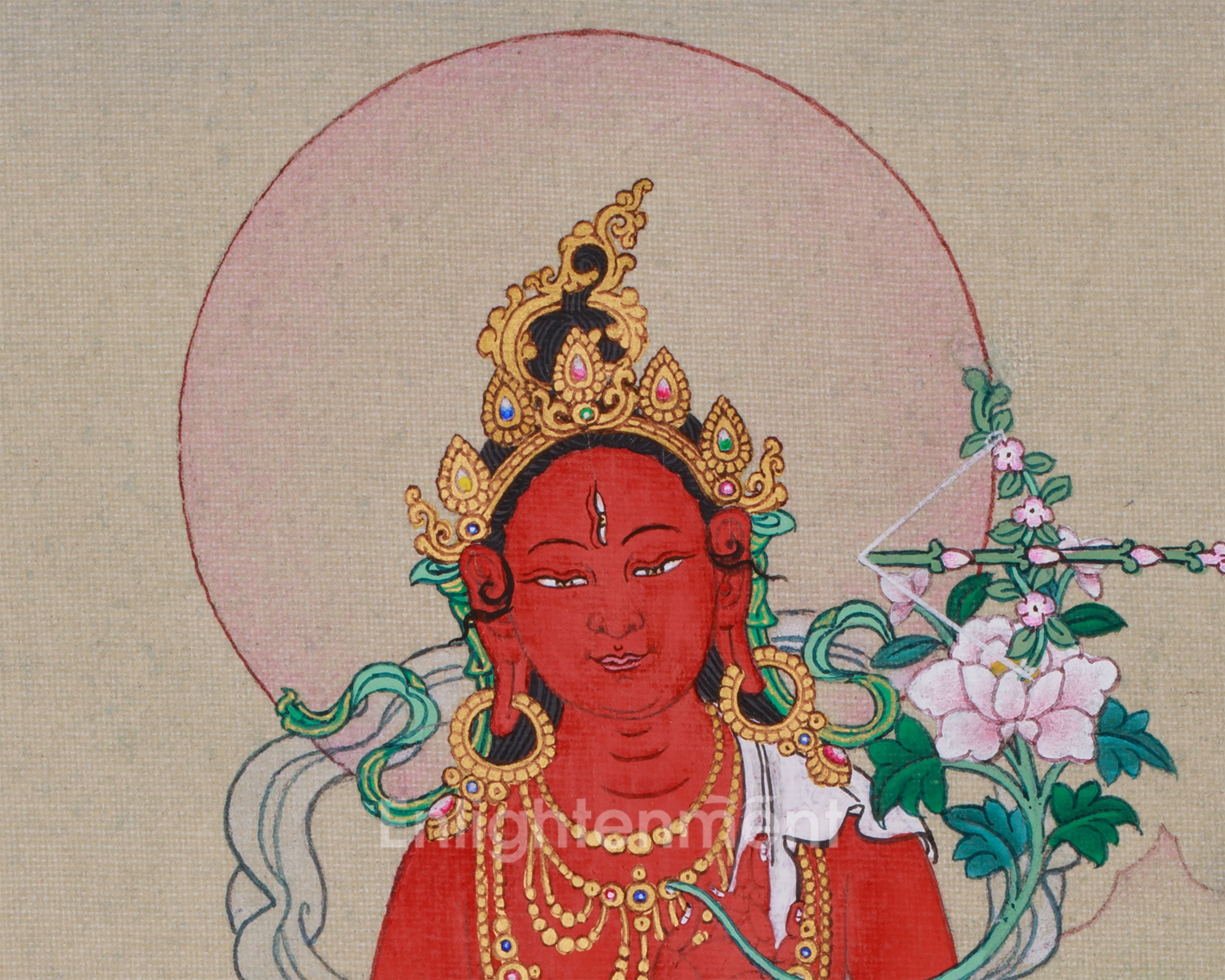 Compact Red Tara Painting | Goddess of Attraction, Compassion, and Enlightenment