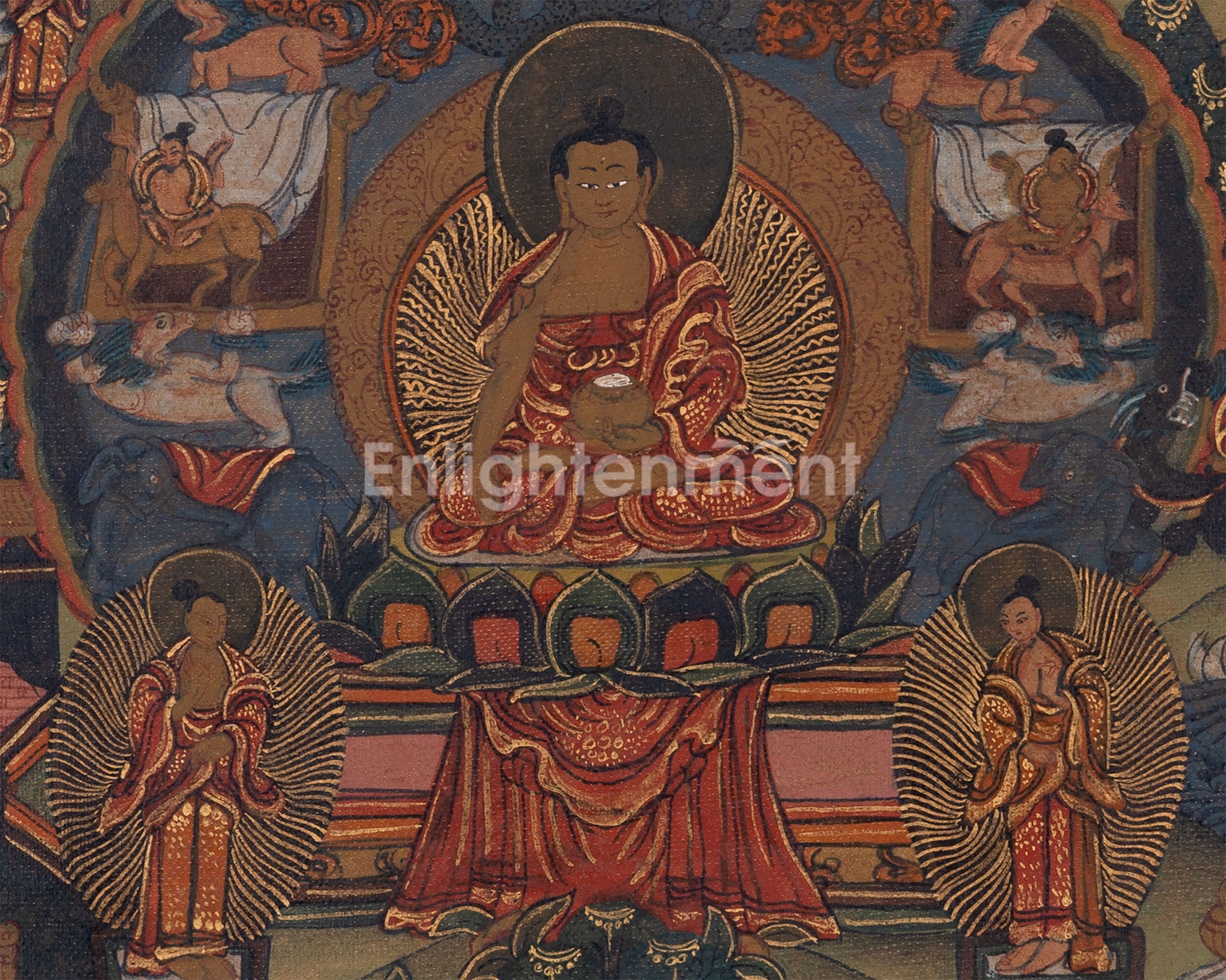 Life Of Shakyamuni Buddha | Traditional Tibetan Thangka | Wall Decors