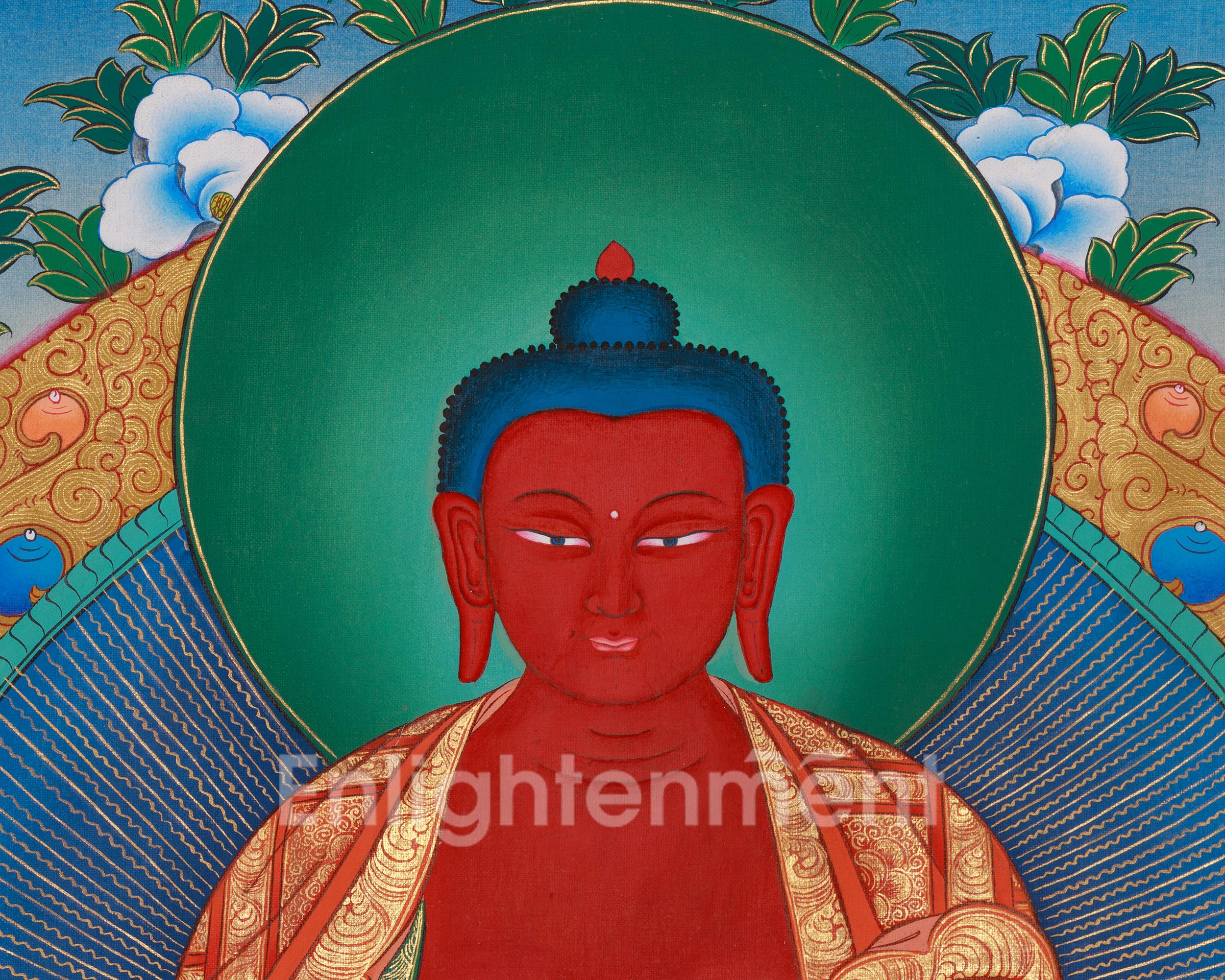 Infinite Light Amitabha Buddha With Bodhisattva Thangka | Pure Land Buddha