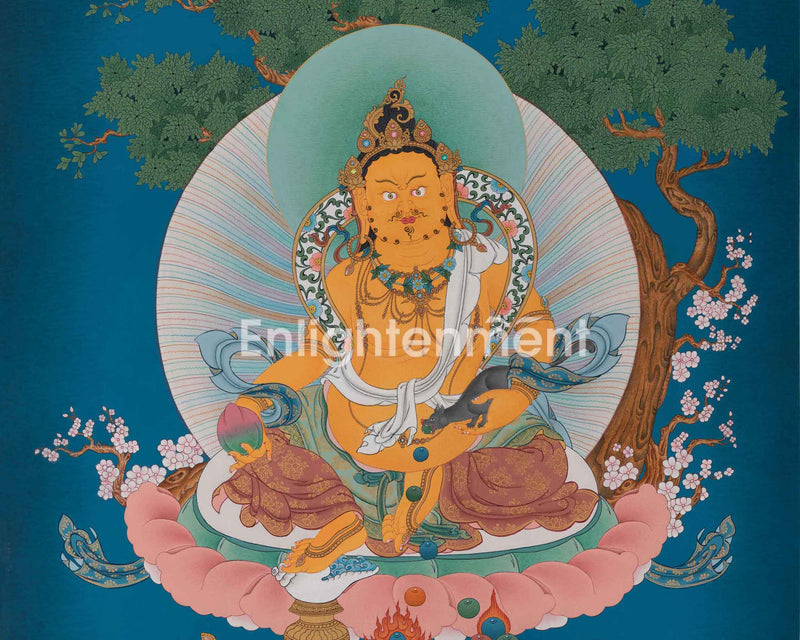 Dzambhala Thangka Art for Well Being | Himalayan Artwork for Decor