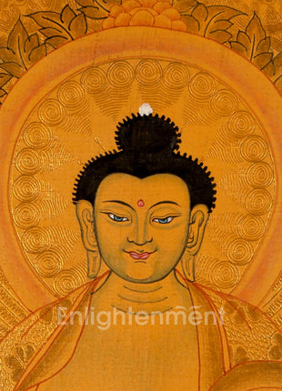 Tibetan Buddhist Painting Of Medicine Buddha Thangka | 24K Gold Style Hand Painted