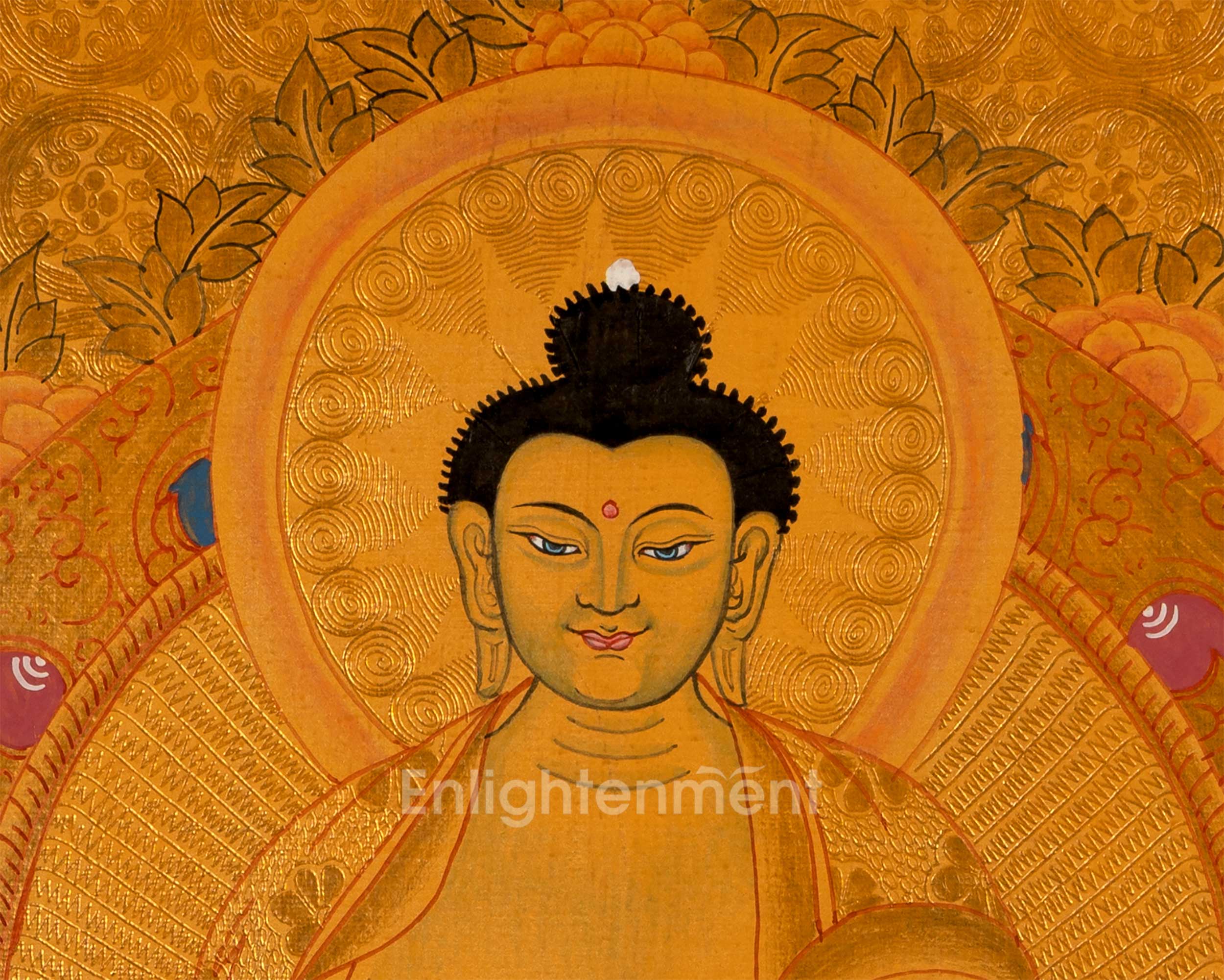 Tibetan Buddhist Painting Of Medicine Buddha Thangka | 24K Gold Style Hand Painted