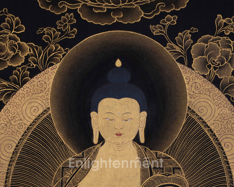 Eight Shakyamuni Buddha Thangka | Traditional Tibetan 24K Gold Buddhist Art