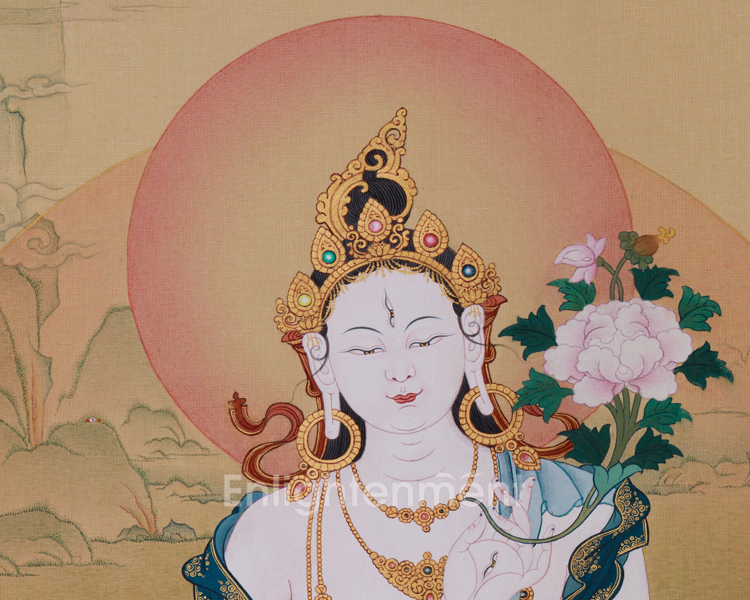Goddess White Shyama Tara Thangka | The Swift One