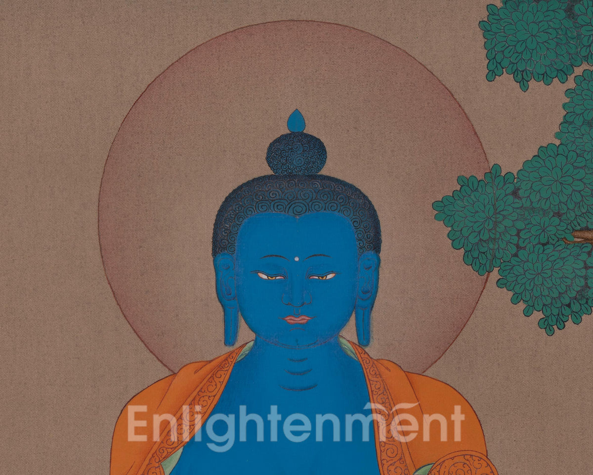 Medicine Buddha Healing Art | Bhaisajyaguru Thangka | Spiritual Wellness Deity