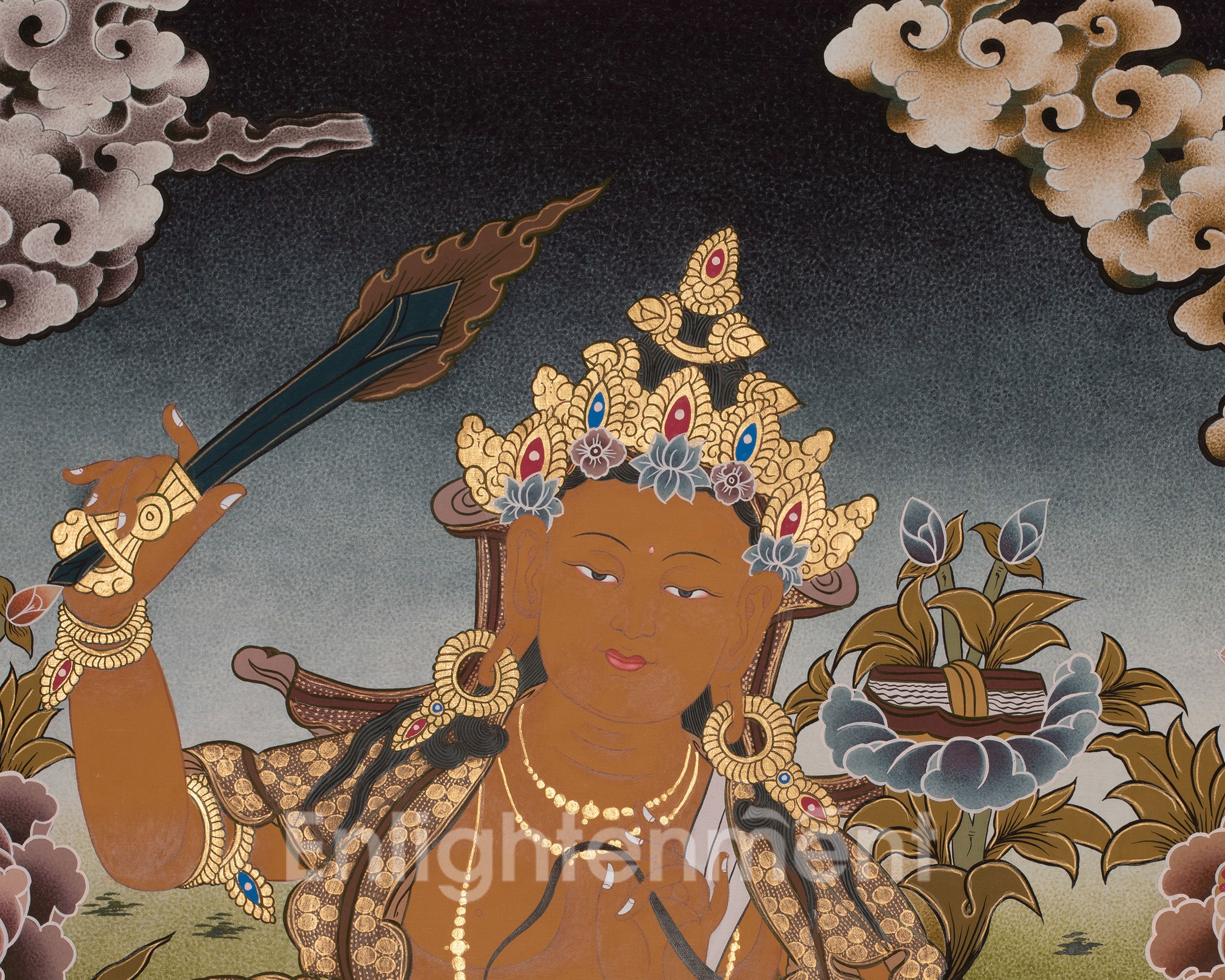 Arya Bodhisattva Manjushri Thangka | Canvas Painting For Wall Hanging