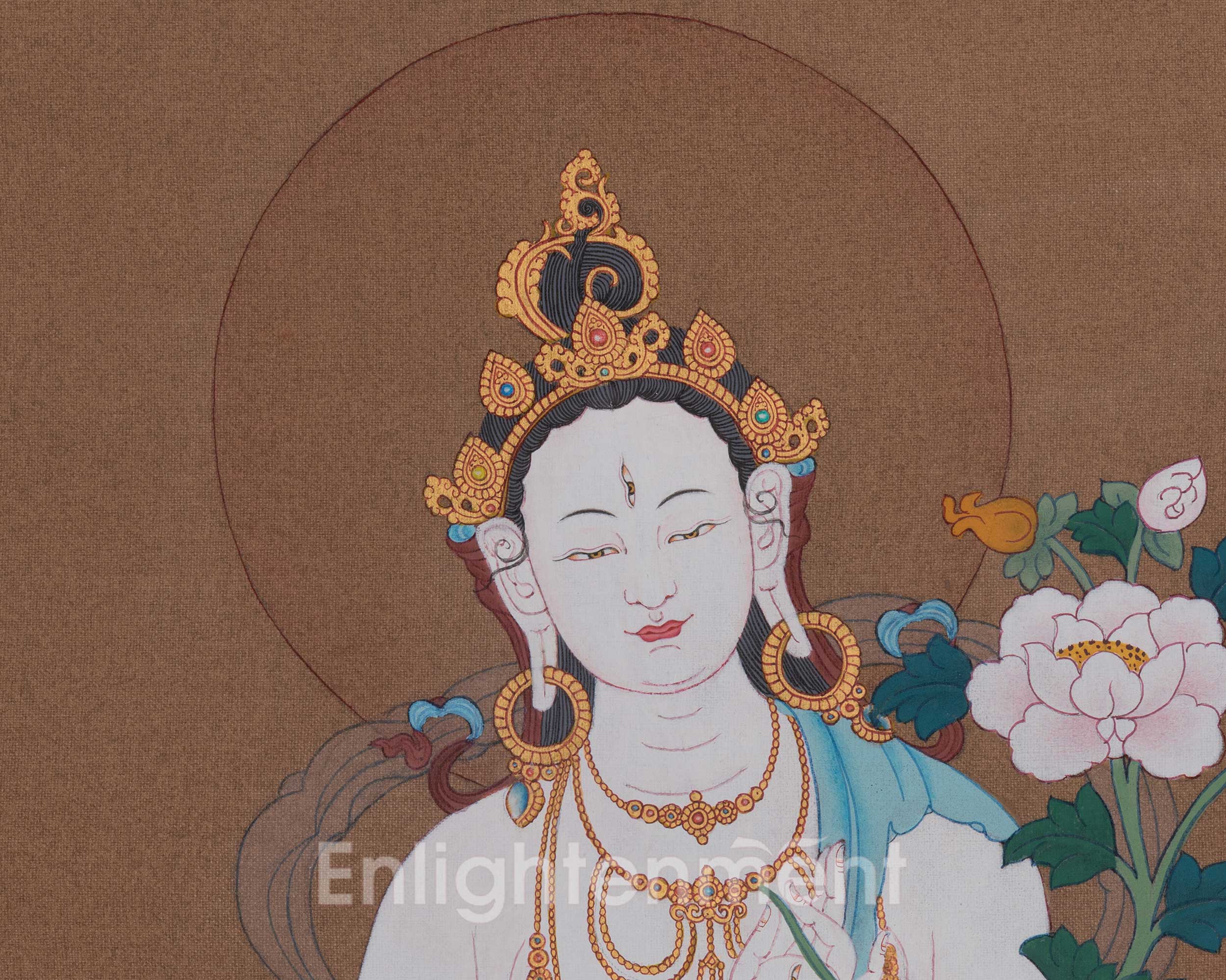 White Tara Compassionate Art | Seven Eyed Deity | Sacred Meditation Artwork