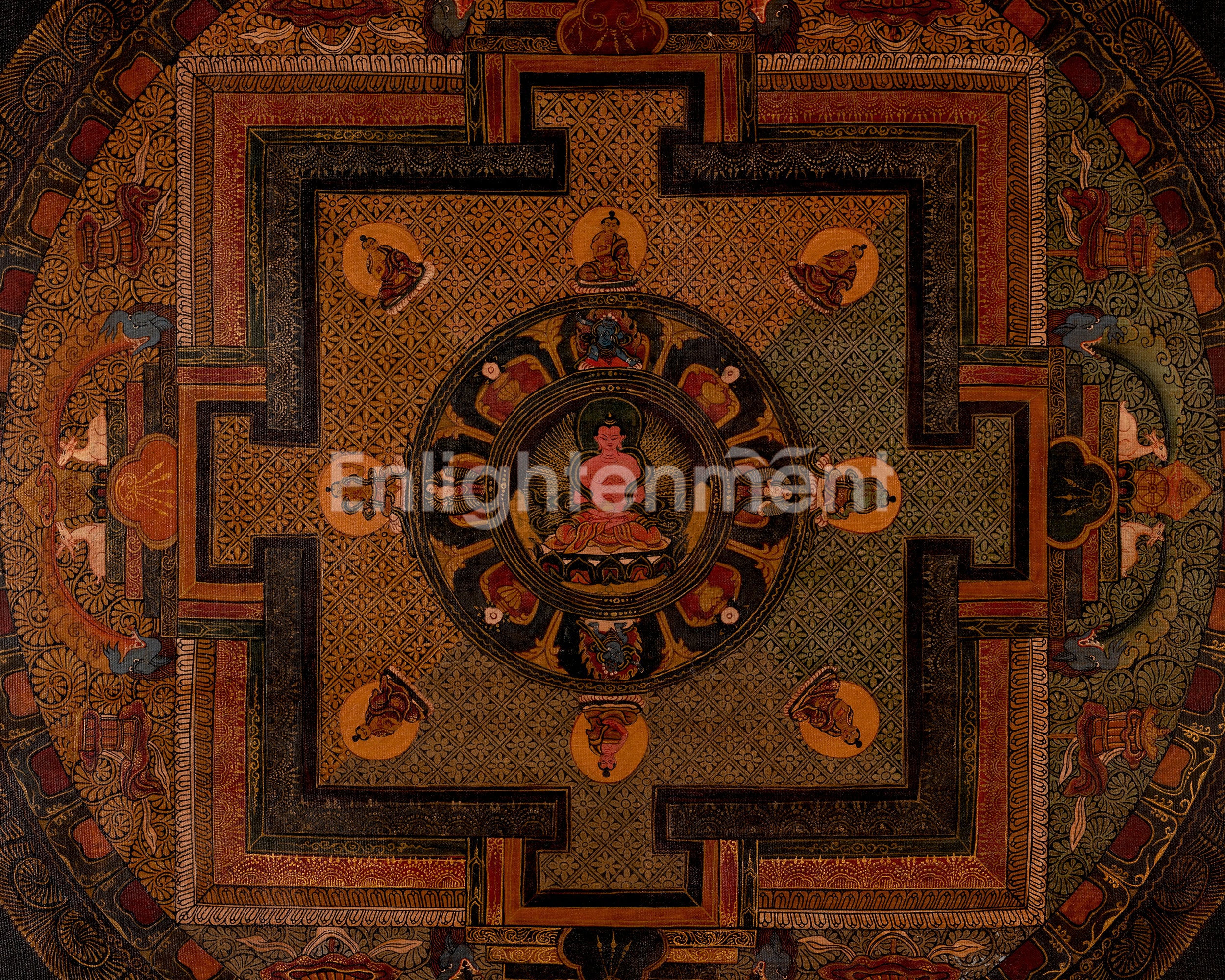 Amitayus Buddha Mandala | Traditional Tibetan Thangka | Wall Decors