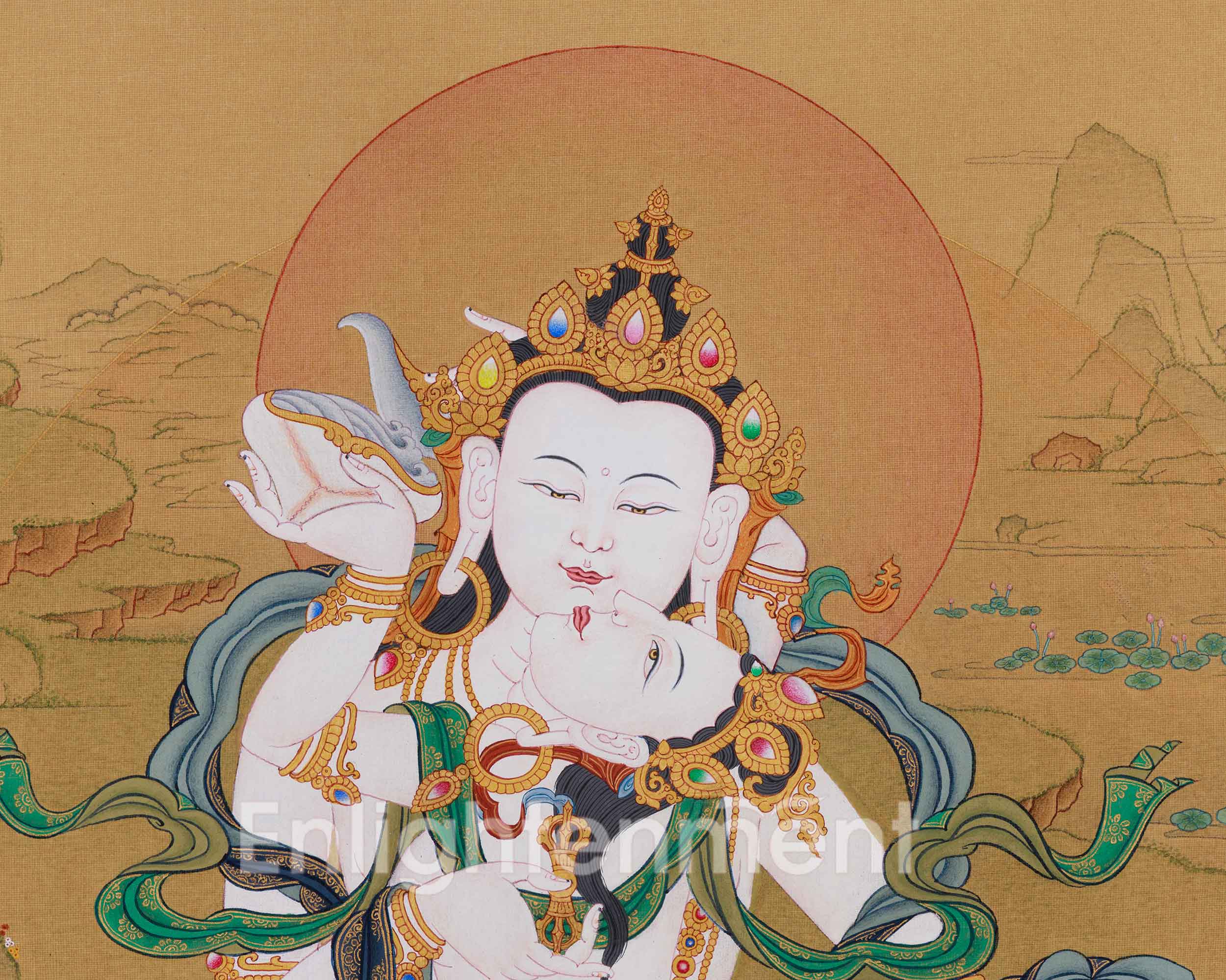 Vajrasattva with Consort Thangka | Representing Purification and Divine Wisdom