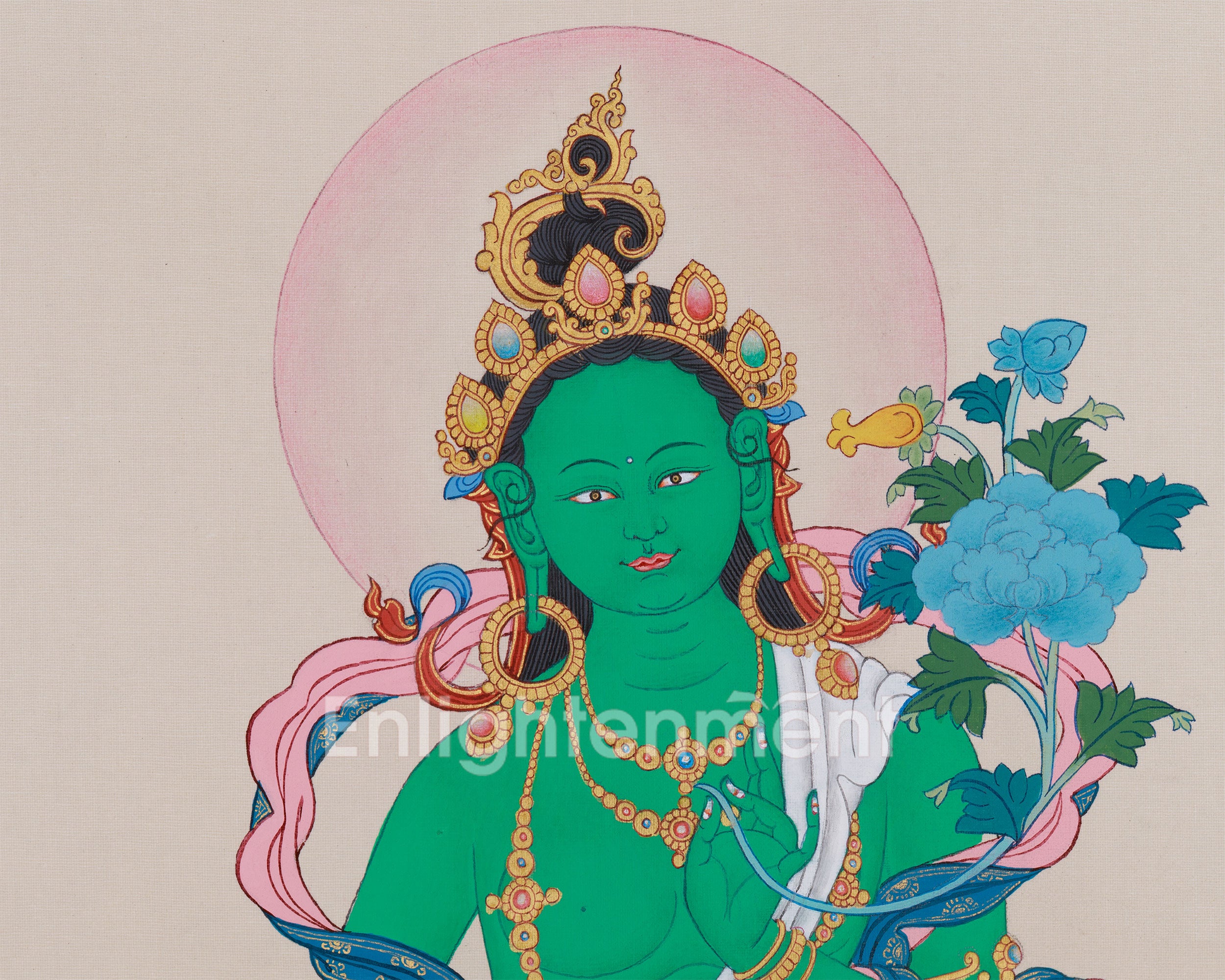 Buddhism Green Tara Painting | The Compassionate Goddess Who Removes Fear and Grants Healing