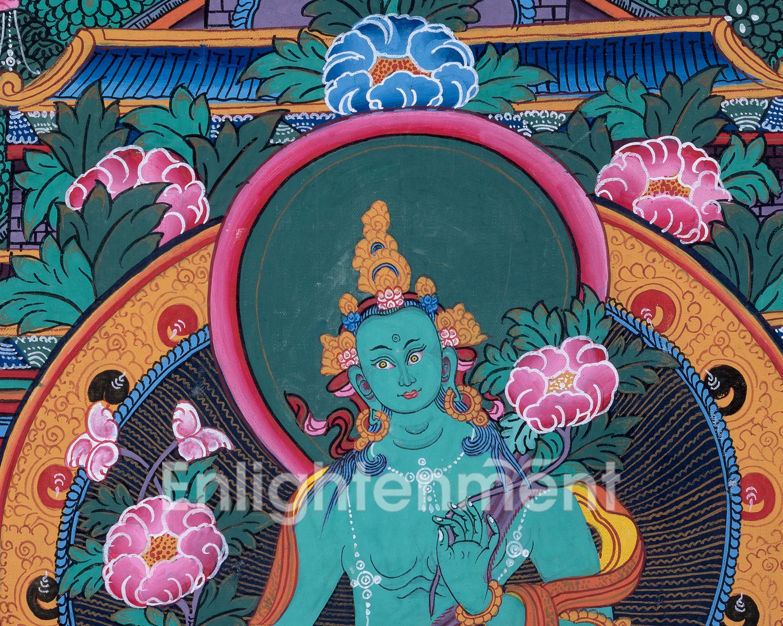 Old Green Tara Thangka, Traditional Wall Decors | Mother of Liberation