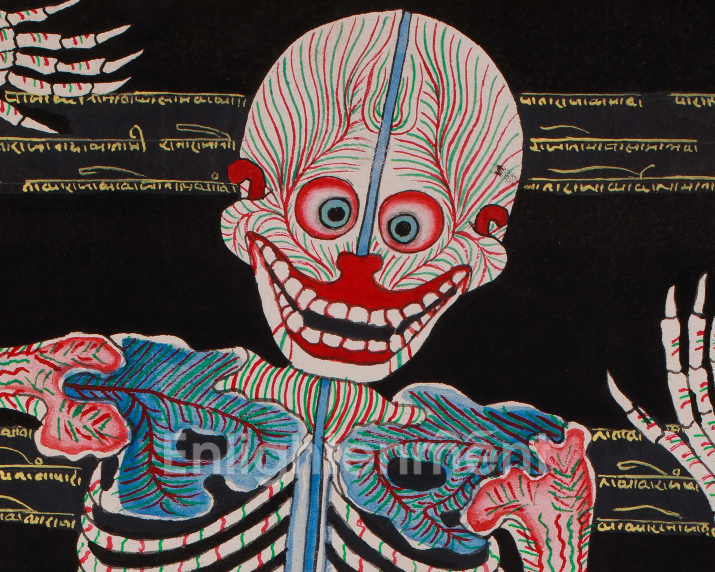 Traditional Thangka of Human Anatomy | Skeletal, Muscular, and Energy Mapping Art