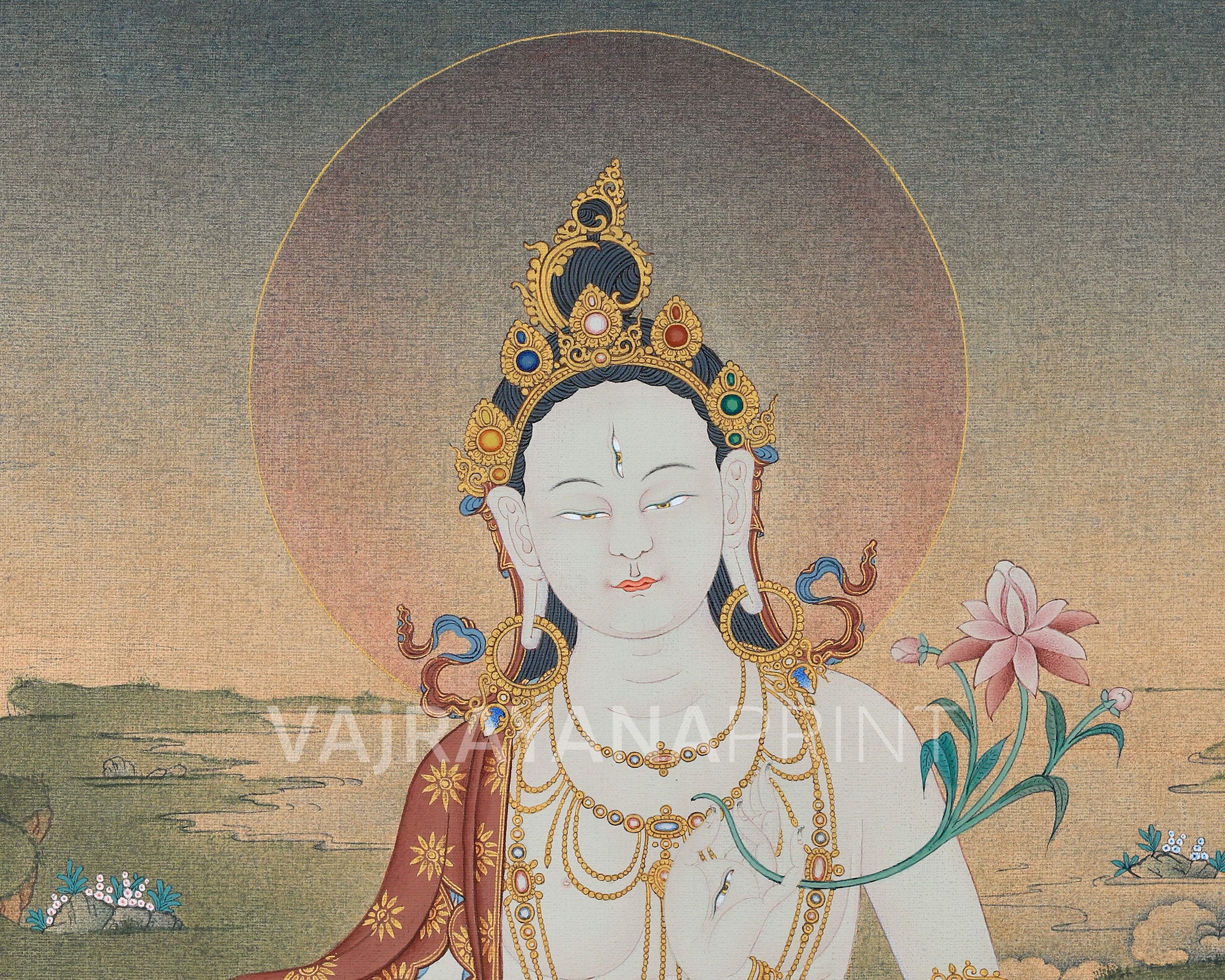 Goddess White Tara Canvas Print | Female Long Life Bodhisattva