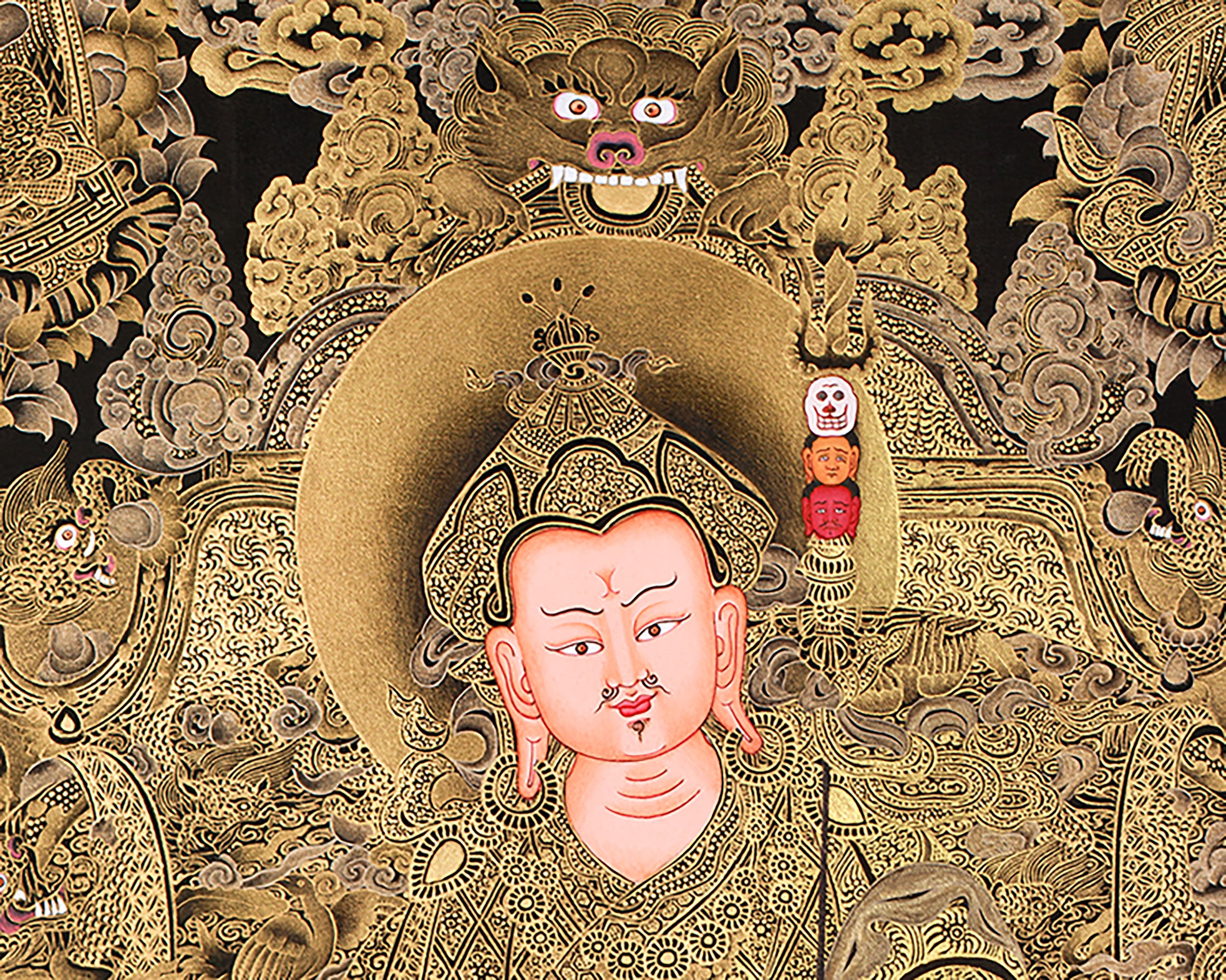 Eight Manifestations of Guru Rinpoche Thangka | Radiant Gold Thangka of the Supreme Tantric Master