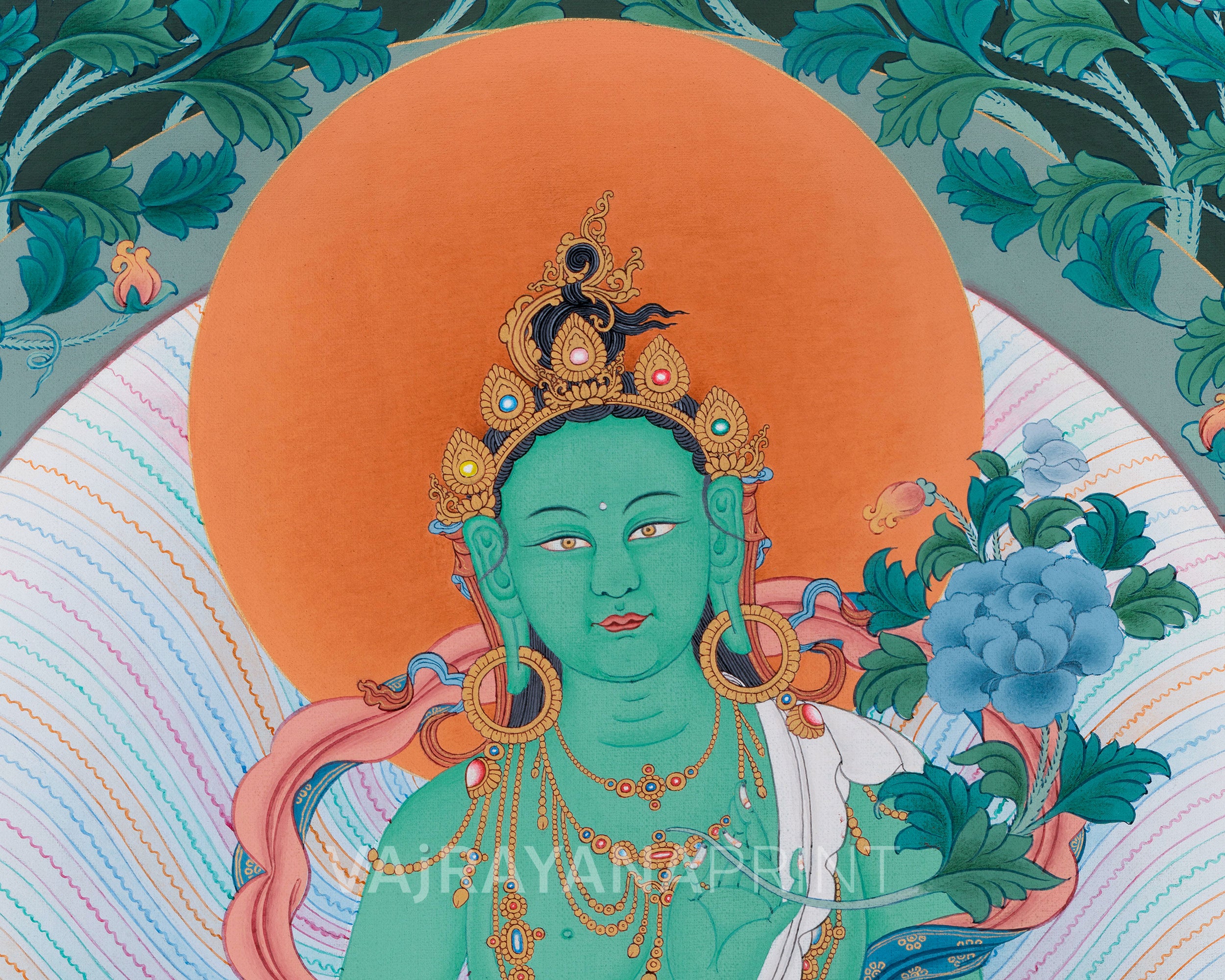Goddess Green Tara Print | Tibetan Deity of Healing and Swift Protection
