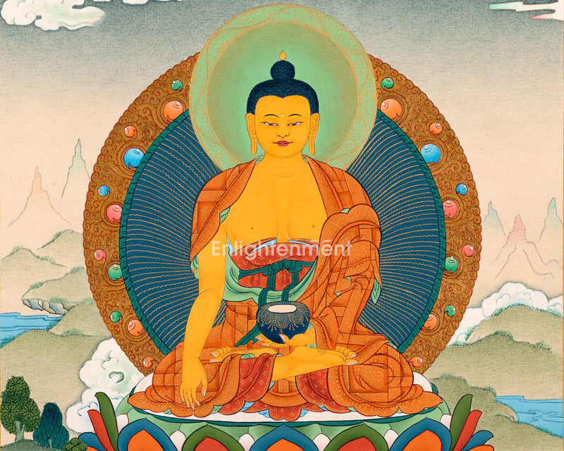 Authentic Buddha Gautama Thangka | Hand-Painted Art of Shakyamuni Buddha | Traditional Painting